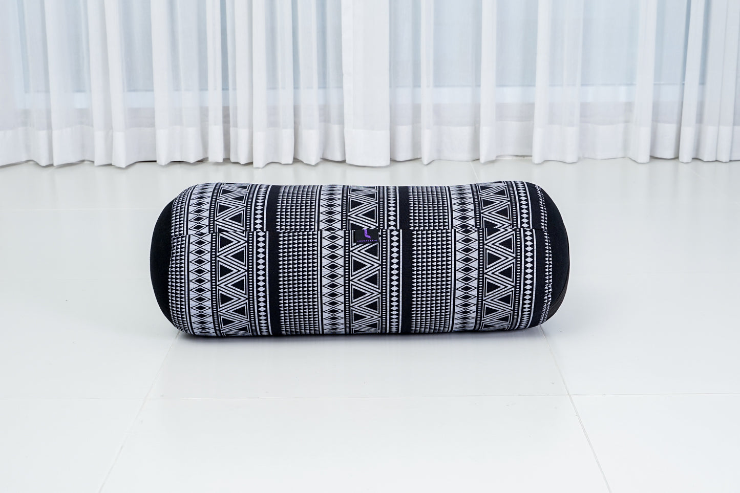 Large Yoga Bolster – Kapok-Filled Meditation Cushion with Cotton Cover, Cbt3 - Black