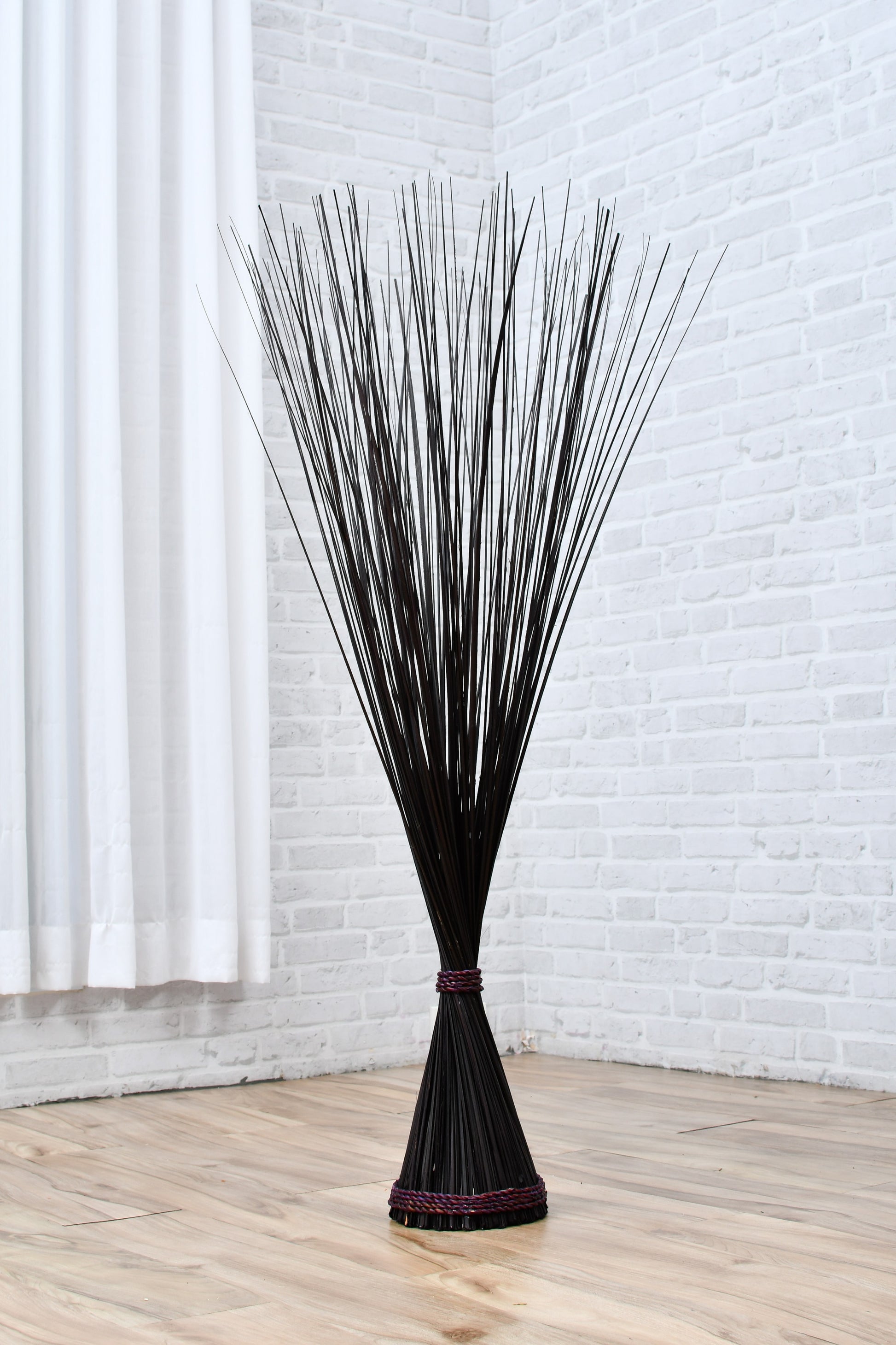 Freestanding Dried Grass Bundle – Natural Floor Decoration with Raffia Band, black brown, Dried Grass - 120 cm