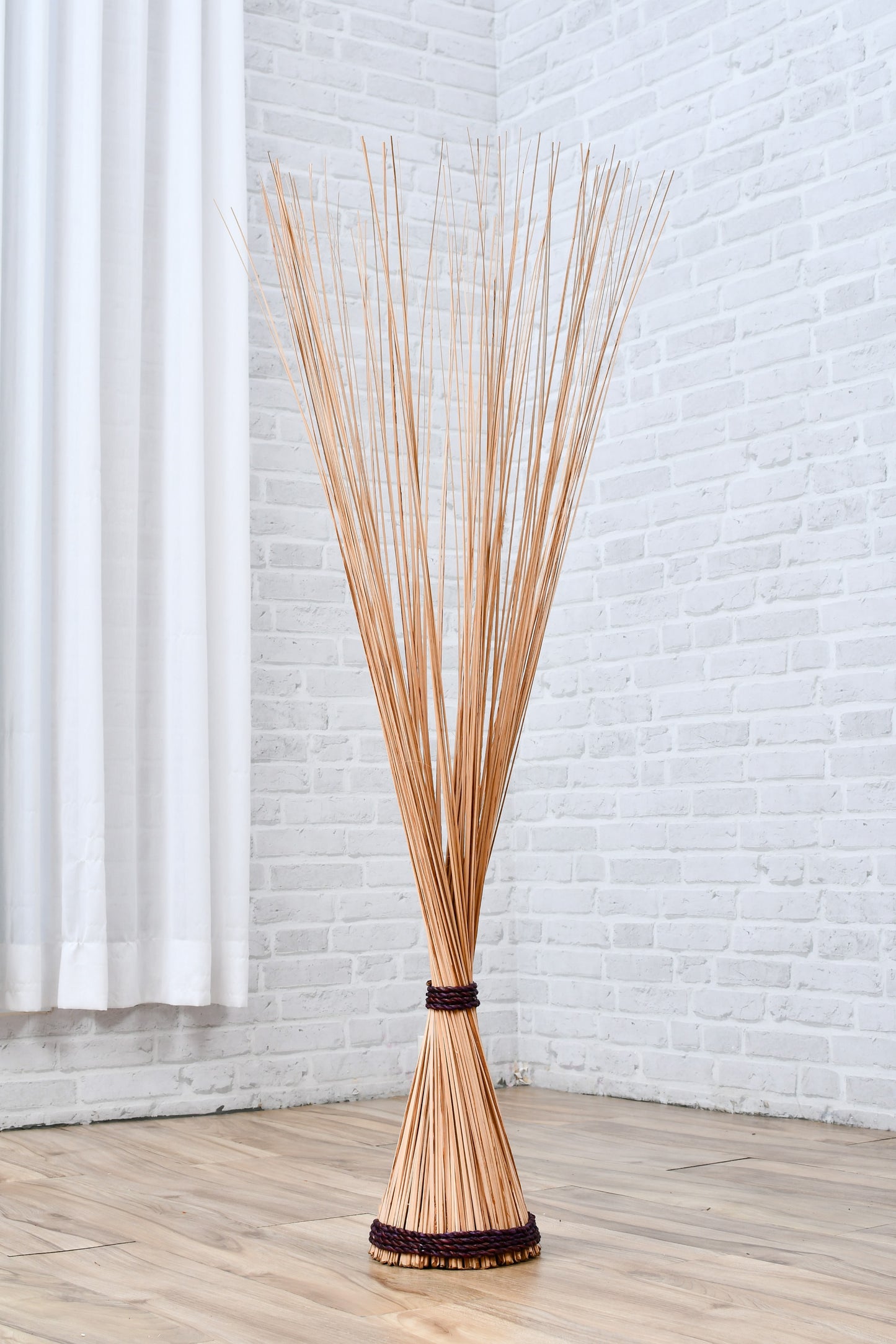 Freestanding Dried Grass Bundle – Natural Floor Decoration with Raffia Band, ecru, Dried Grass - 120 cm