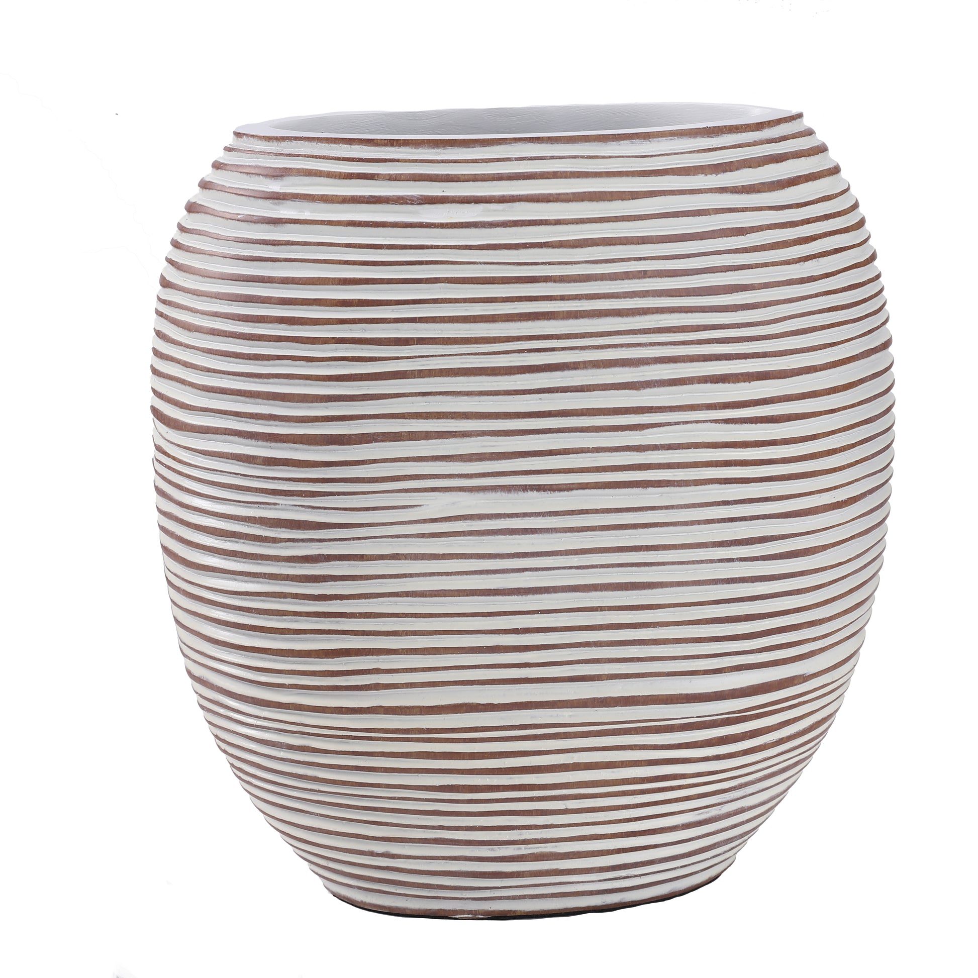Compact Resin Vase – Stylish Waterproof Decorative Vase for Floor, Table or Shelf, white wash, 10 inches