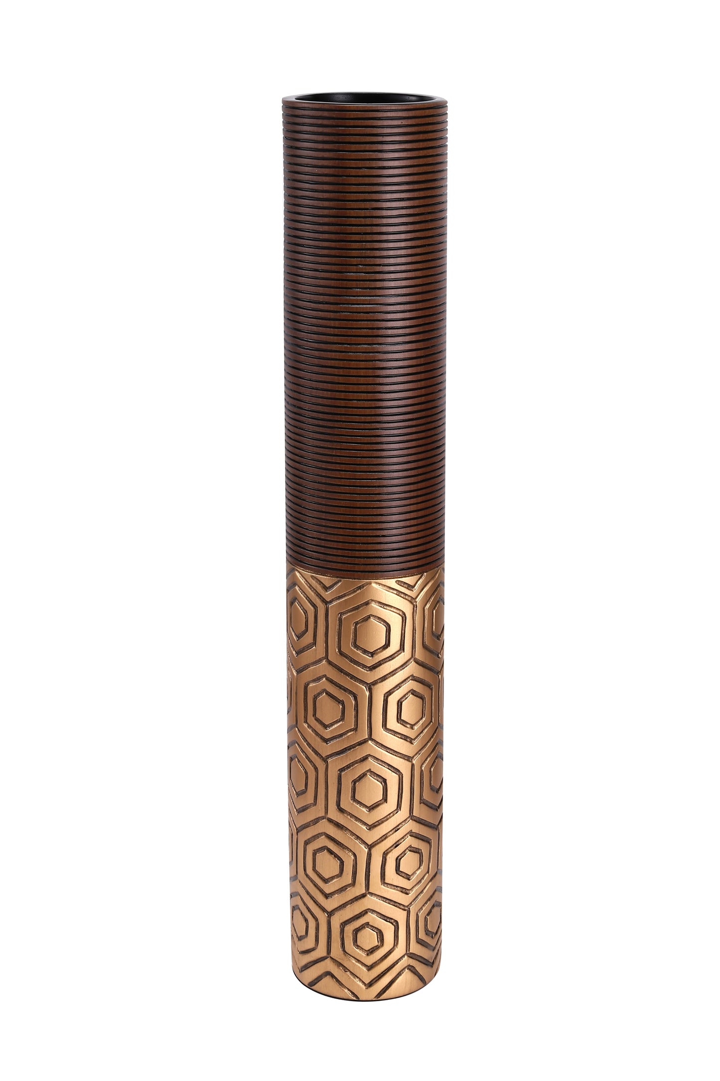 Large Resin Floor Vase – Stylish Waterproof Vase for Fresh & Dried Flowers, brown, gold, 26 inches
