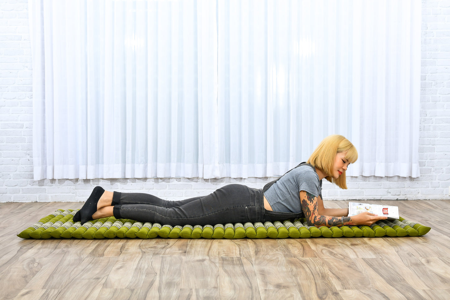 Kapok Roll-Up Mattress – Foldable Sleeping & Relax Mat with Cotton Cover for Home & Outdoor Use, Sf17 - Green, M: 75x28