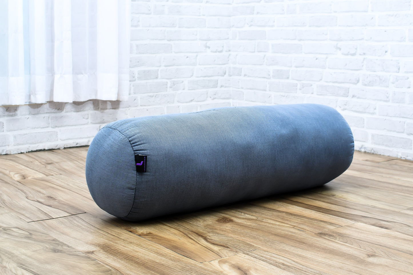 Large Yoga Bolster – Kapok-Filled Meditation Cushion with Cotton Cover, Cl13 - Grey