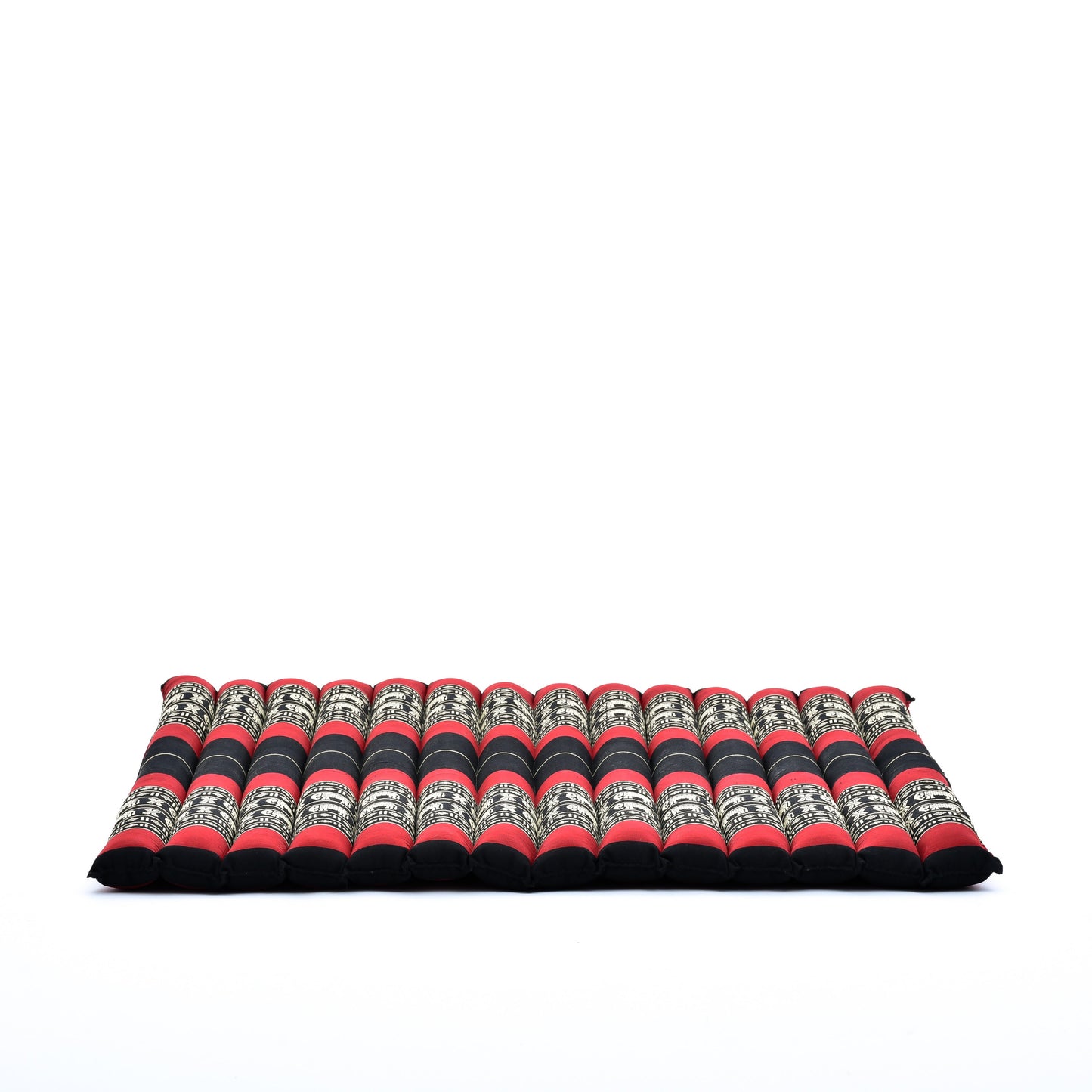 Large Kapok Zabuton Meditation Cushion – Rectangular Floor Mat with Cotton Cover, Sf13 - Red, Black