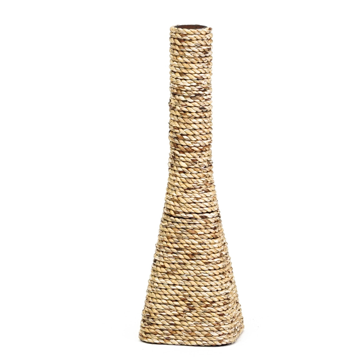 Large & Tall Floor Vase Made of Water Hyacinth and Bamboo – Handwoven Decorative Stand Vase for Dried Flowers & Branches, ecru, 16 inches - Model 2