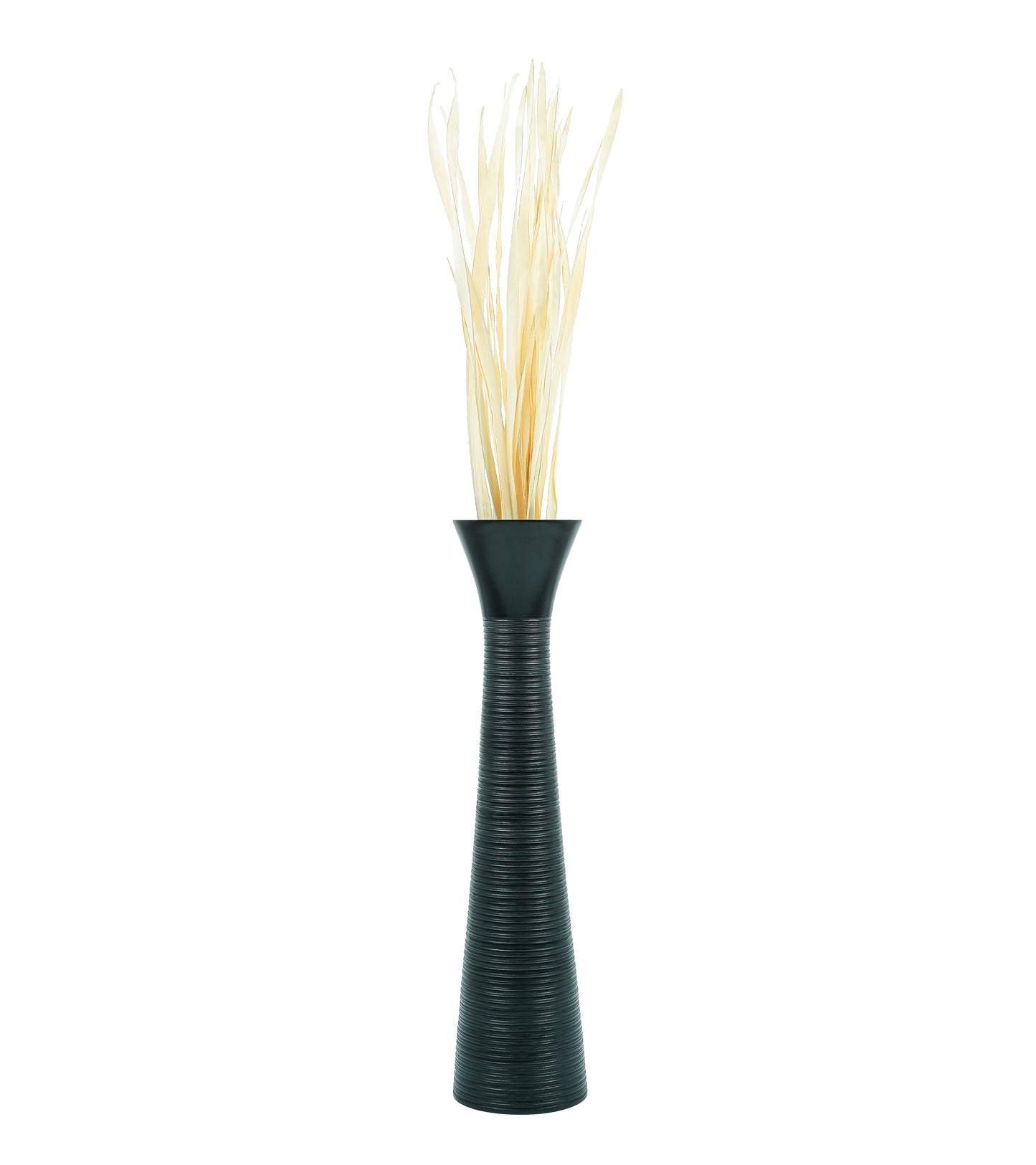 Large Mango Wood Floor Vase – Handcrafted Decorative Highlight from Thailand, black, 34 inches