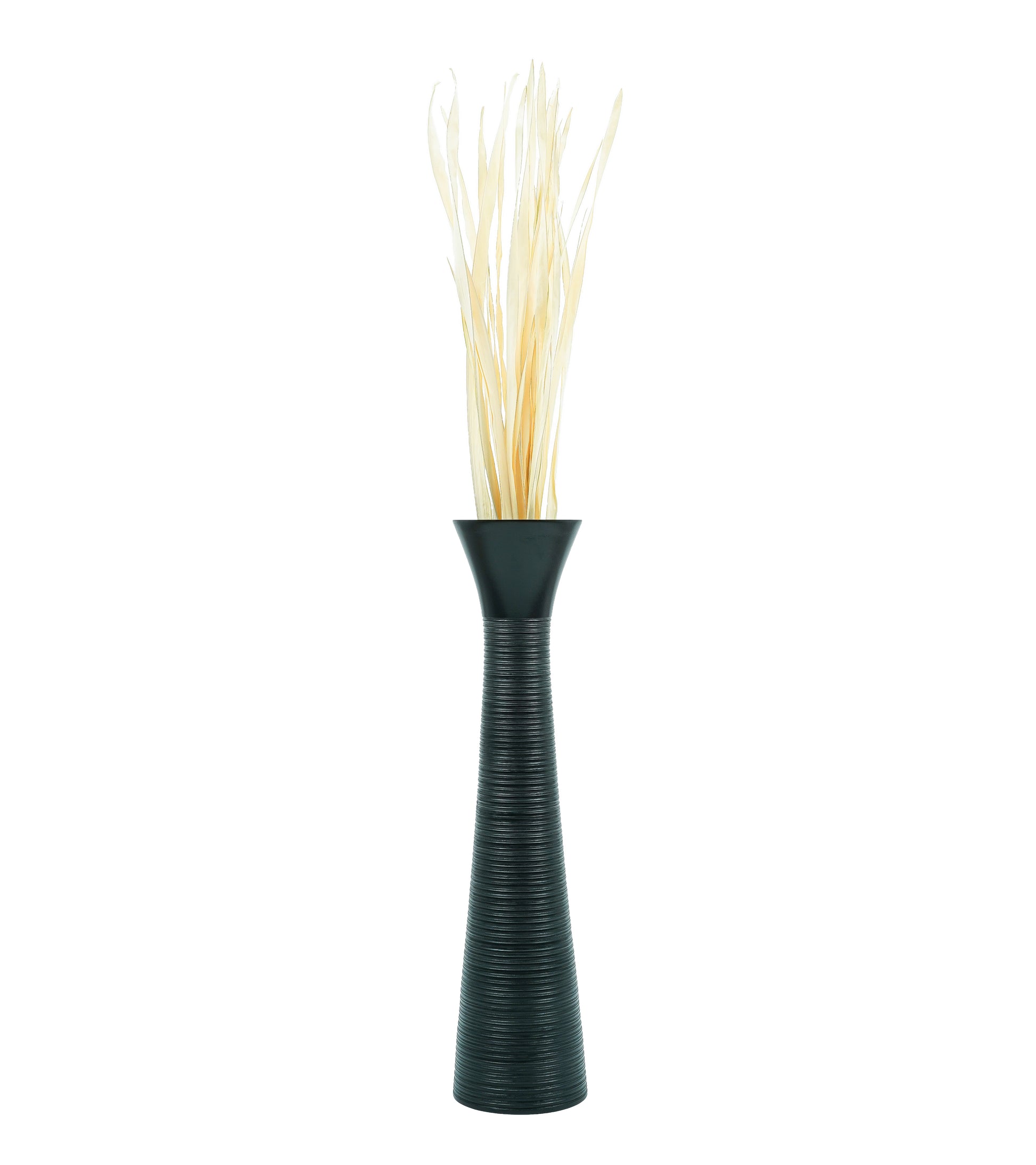 Large Mango Wood Floor Vase – Handcrafted Decorative Highlight from Thailand, black, 34 inches
