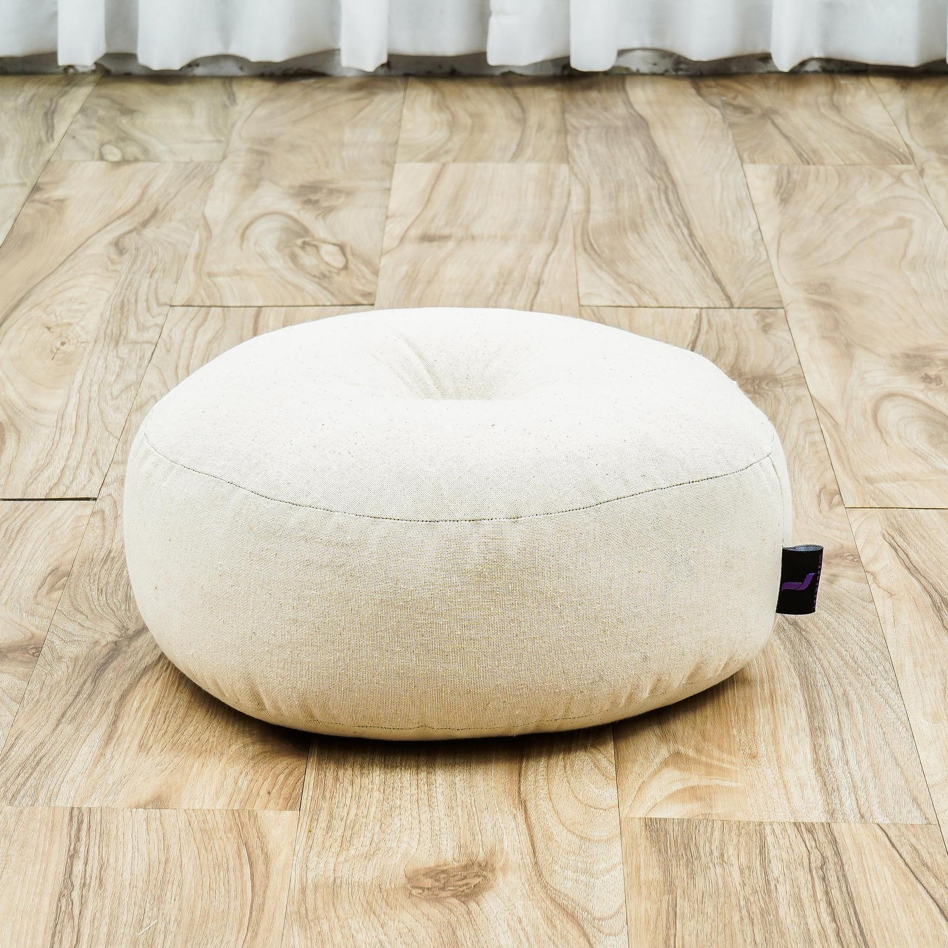 Compact Meditation Cushion Set Made of Kapok – Small Zabuton & Zafu with Cotton Cover, Cl01 - Ecru