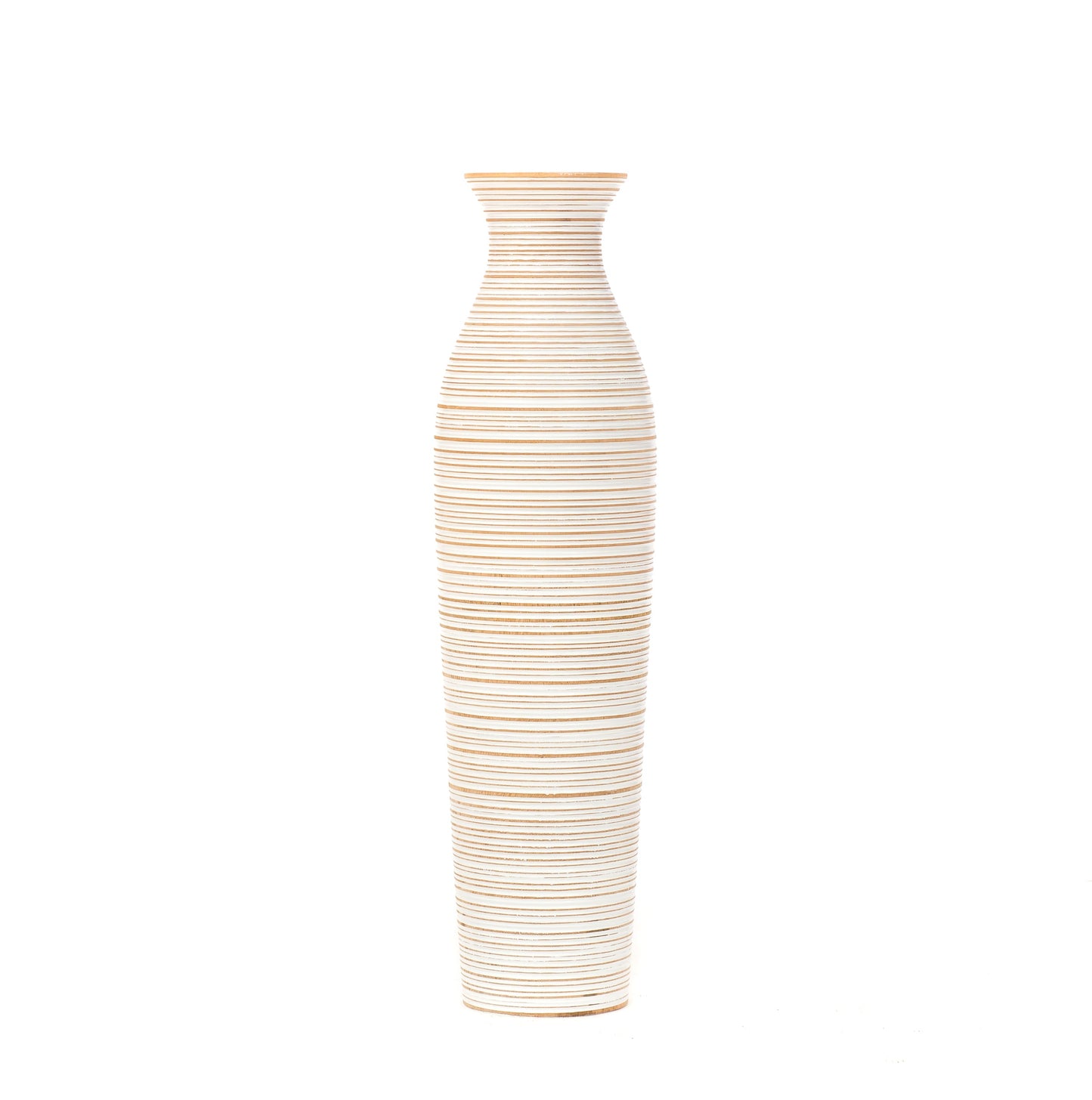 Large Mango Wood Floor Vase – Handcrafted Decorative Highlight from Thailand, white wash, 26 inches