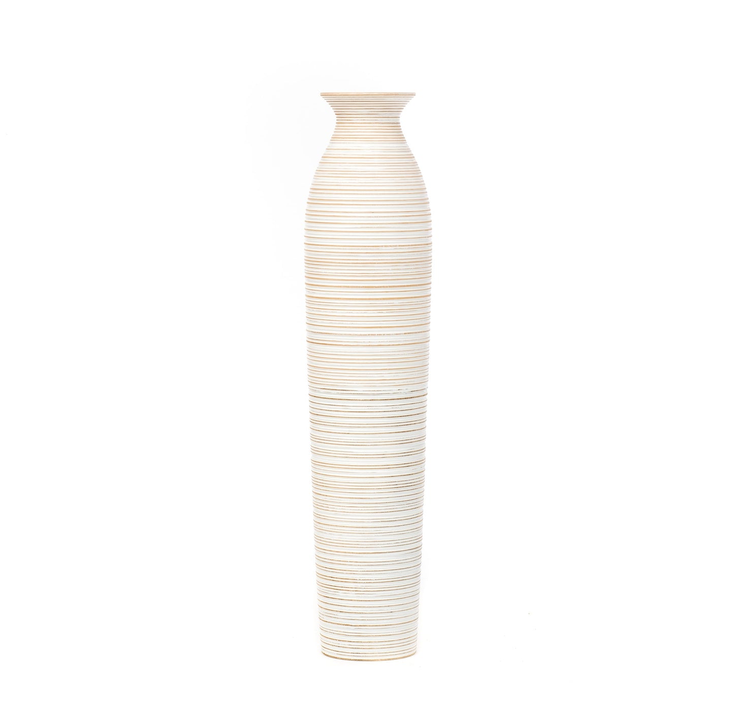 Large Mango Wood Floor Vase – Handcrafted Decorative Highlight from Thailand, white wash, 34 inches