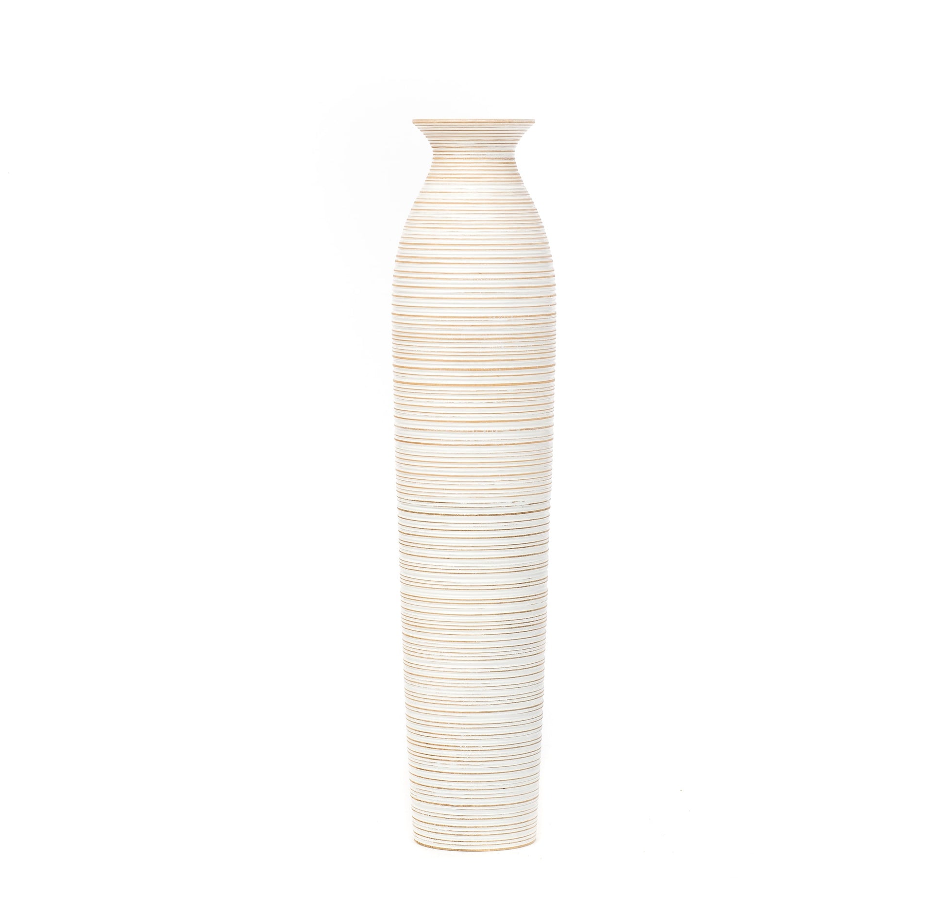 Large Mango Wood Floor Vase – Handcrafted Decorative Highlight from Thailand, white wash, 34 inches
