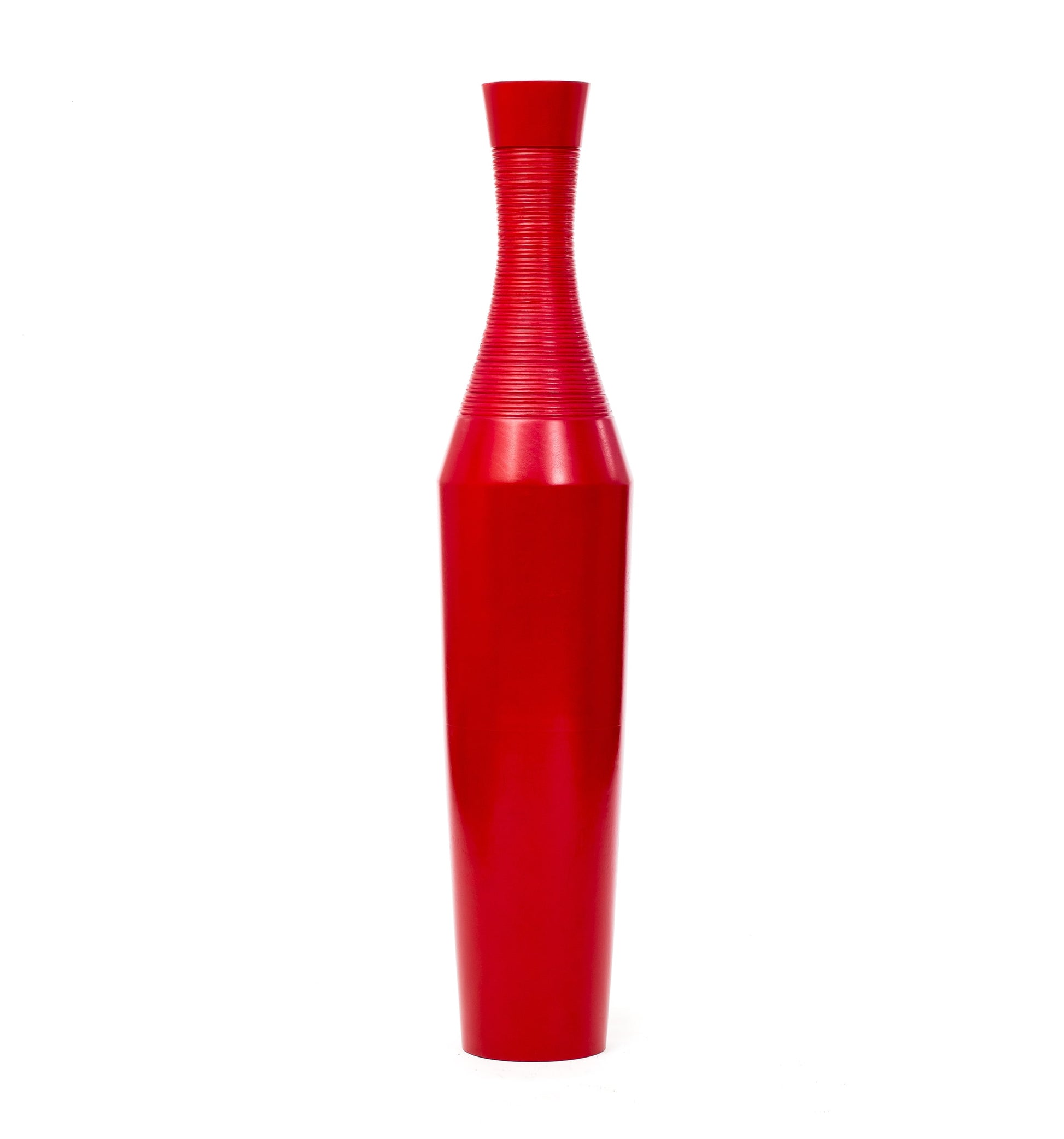 Large Mango Wood Floor Vase – Handcrafted Decorative Highlight from Thailand, red, 41 inches