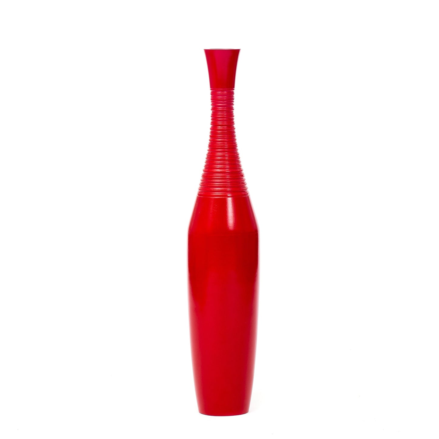 Large Mango Wood Floor Vase – Handcrafted Decorative Highlight from Thailand, red, 26 inches