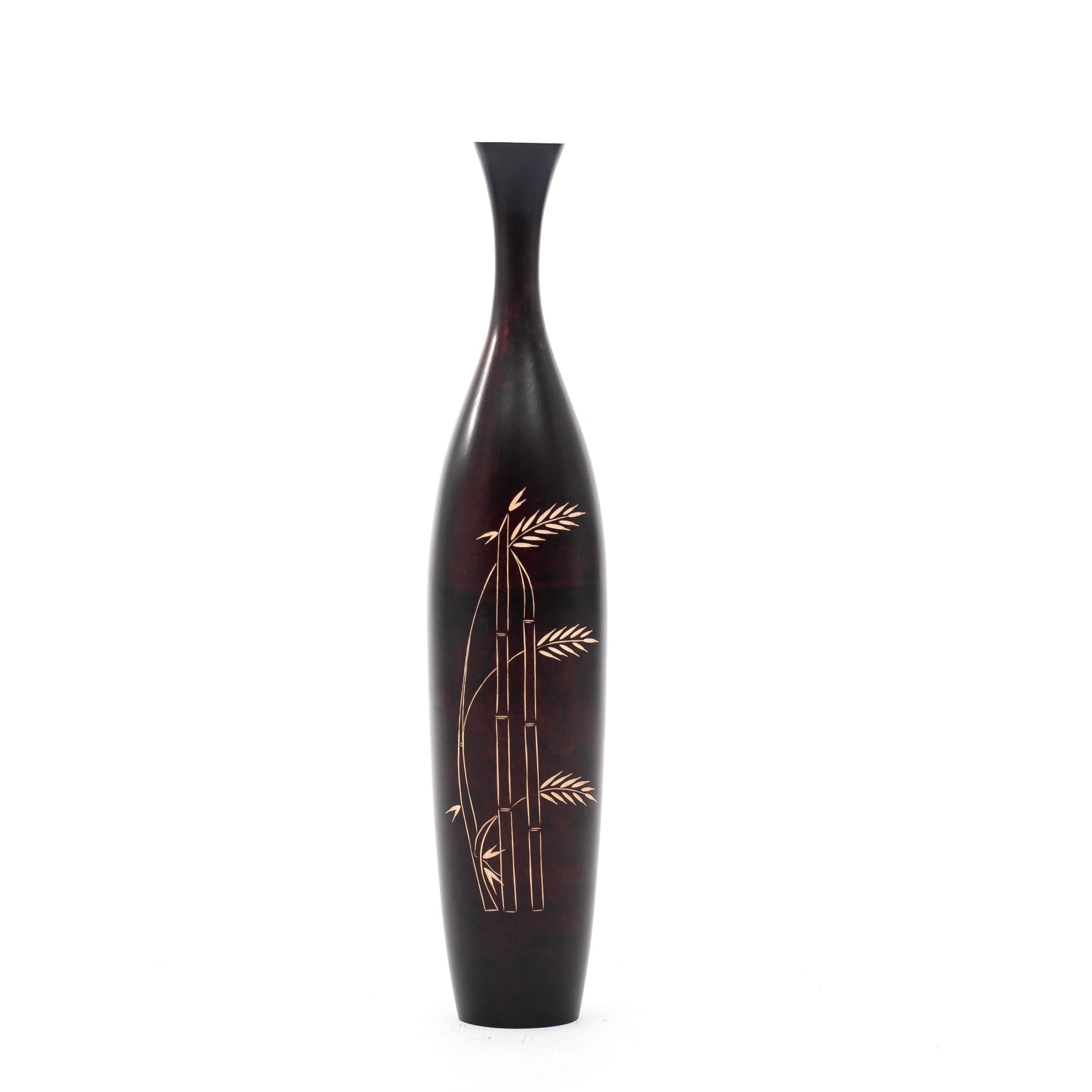 Large Mango Wood Floor Vase – Handcrafted Decorative Highlight from Thailand, brown, 26 inches