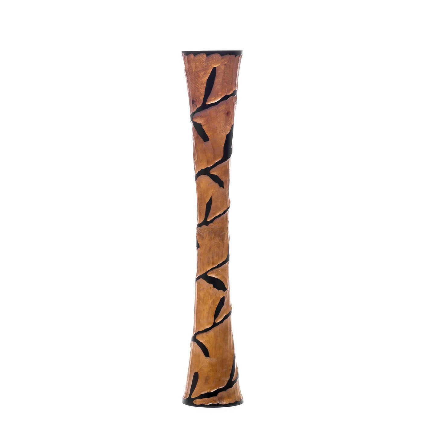 Large Mango Wood Floor Vase – Handcrafted Decorative Highlight from Thailand, brown, black, 26 inches