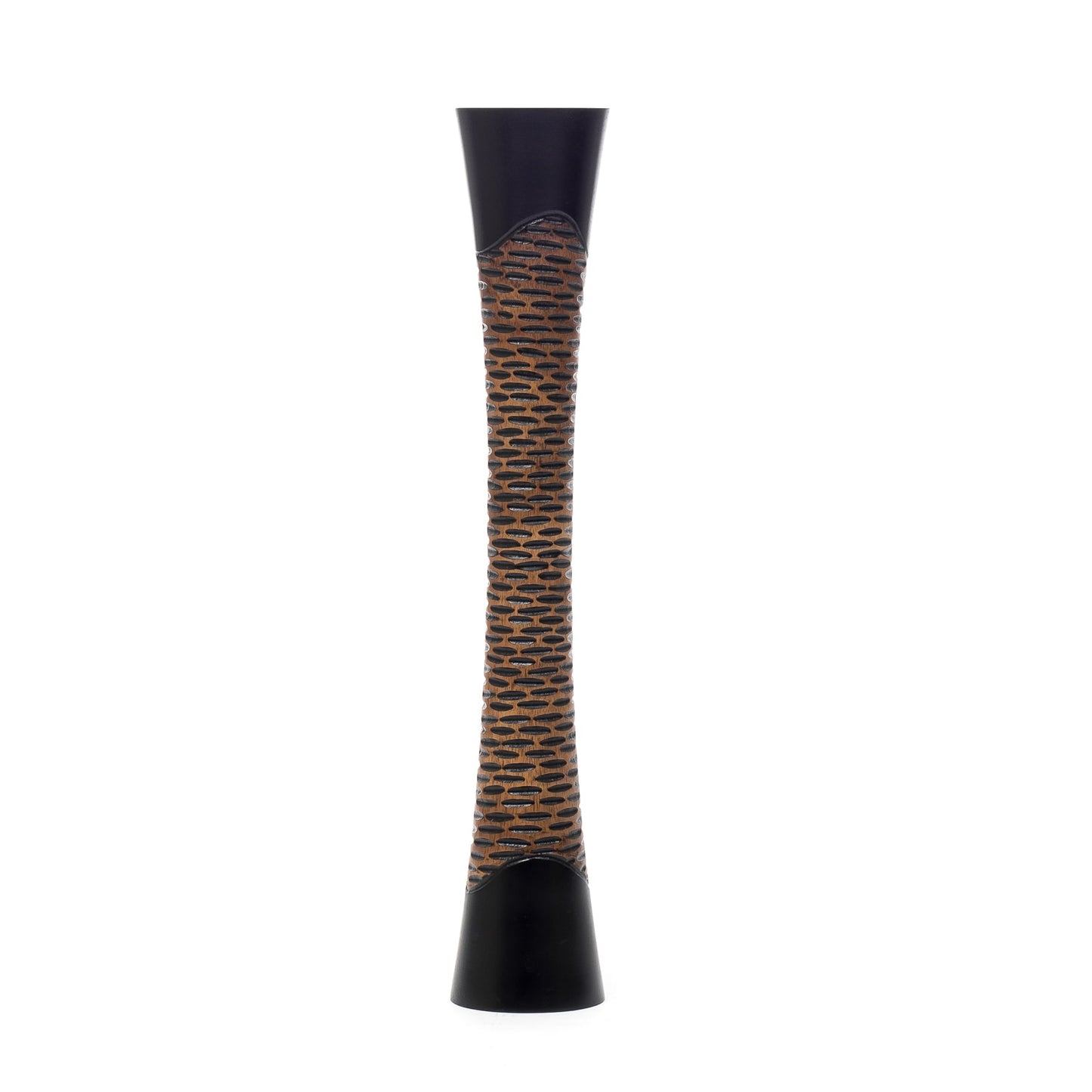 Large Mango Wood Floor Vase – Handcrafted Decorative Highlight from Thailand, brown, black, 34 inches