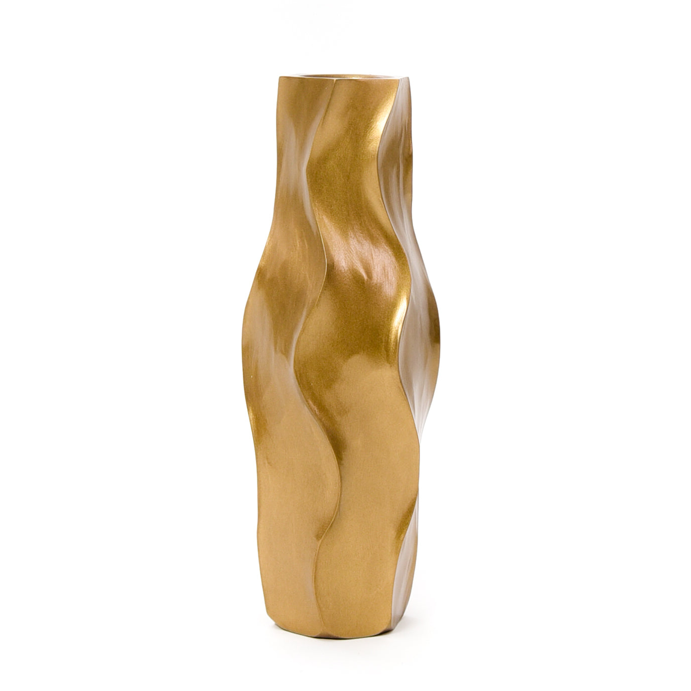 Compact Resin Vase – Stylish Waterproof Decorative Vase for Floor, Table or Shelf, gold, 14 inches