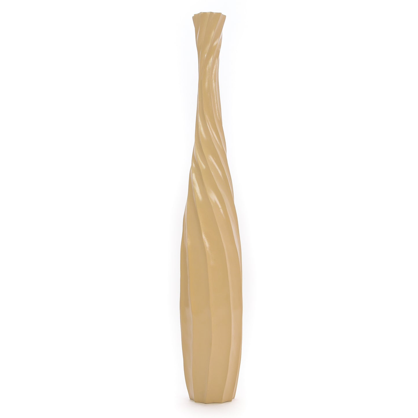 Large Mango Wood Floor Vase – Handcrafted Decorative Highlight from Thailand, cream, 34 inches