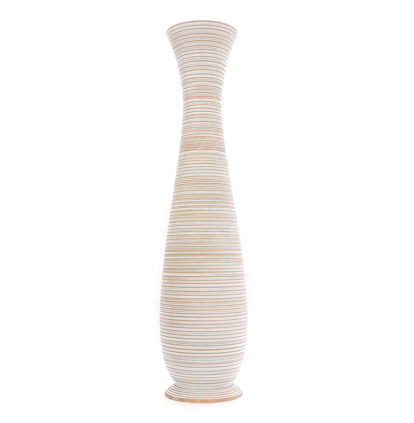 Large Mango Wood Floor Vase – Handcrafted Decorative Highlight from Thailand, white wash, 41 inches