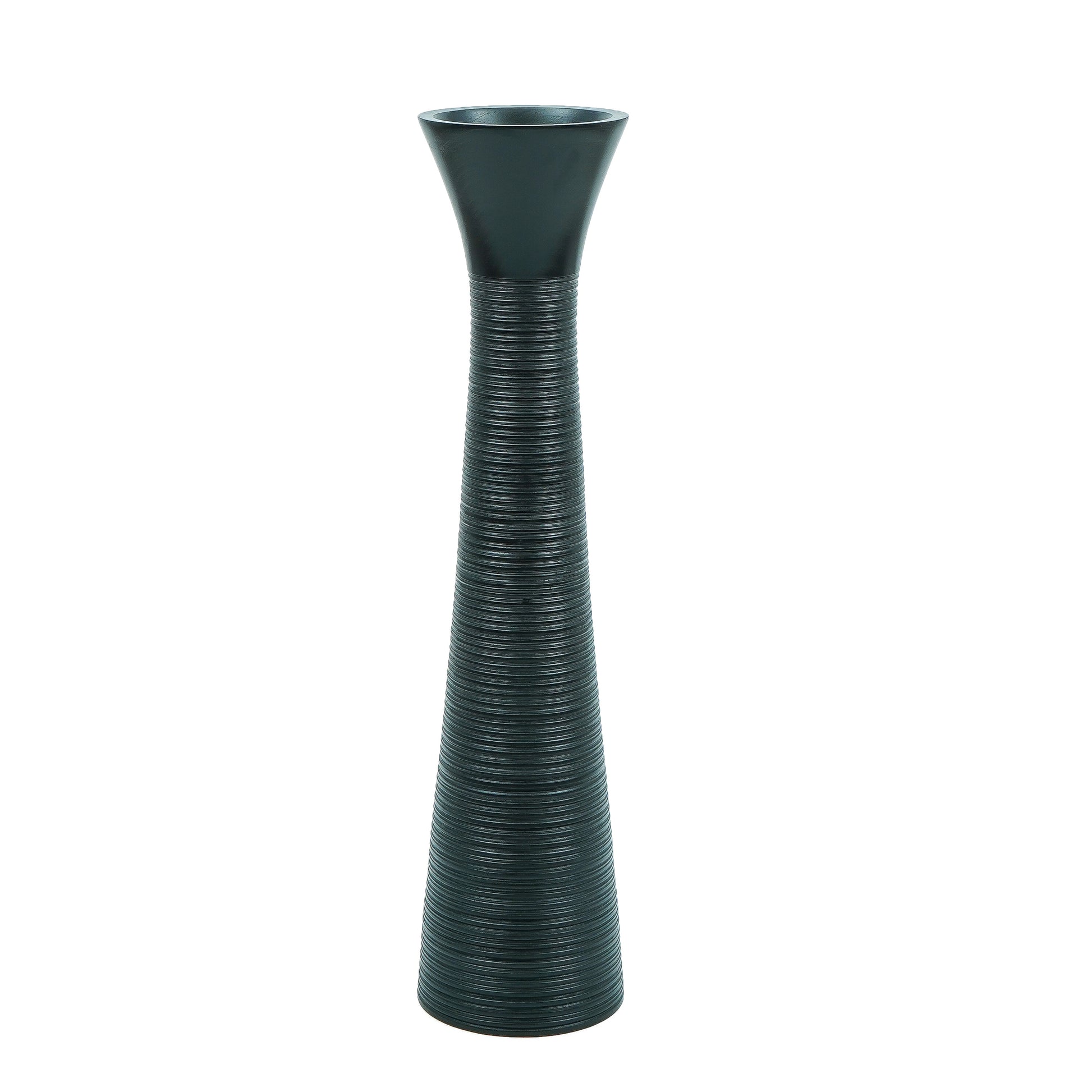 Large Mango Wood Floor Vase – Handcrafted Decorative Highlight from Thailand, black, 34 inches