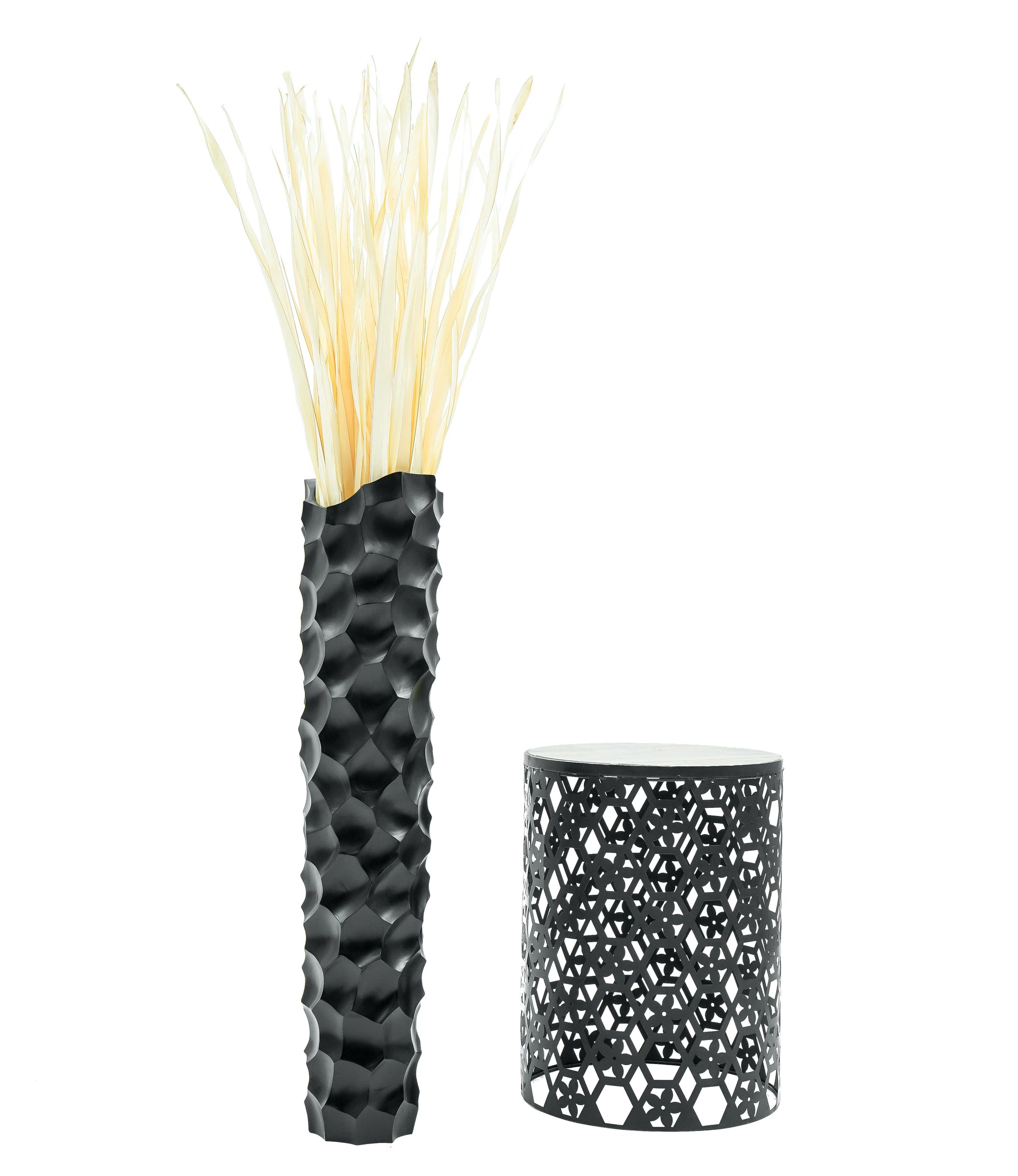 Large Mango Wood Floor Vase – Handcrafted Decorative Highlight from Thailand, black, 34 inches