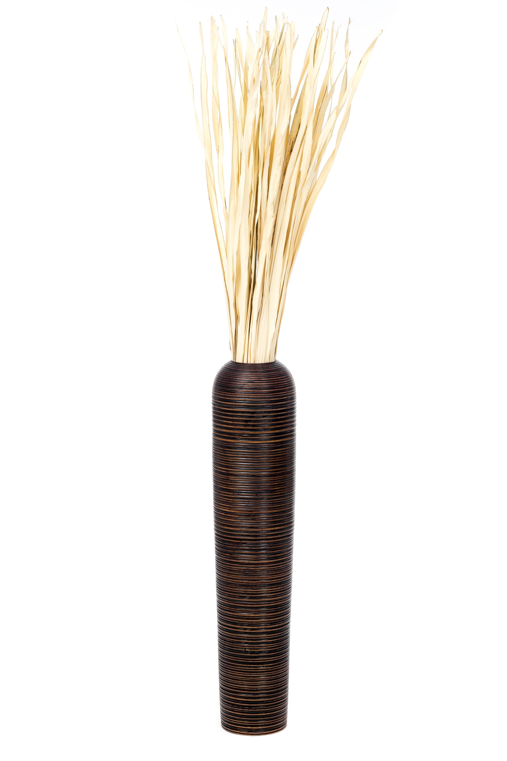 Large Mango Wood Floor Vase – Handcrafted Decorative Highlight from Thailand, brown, 34 inches