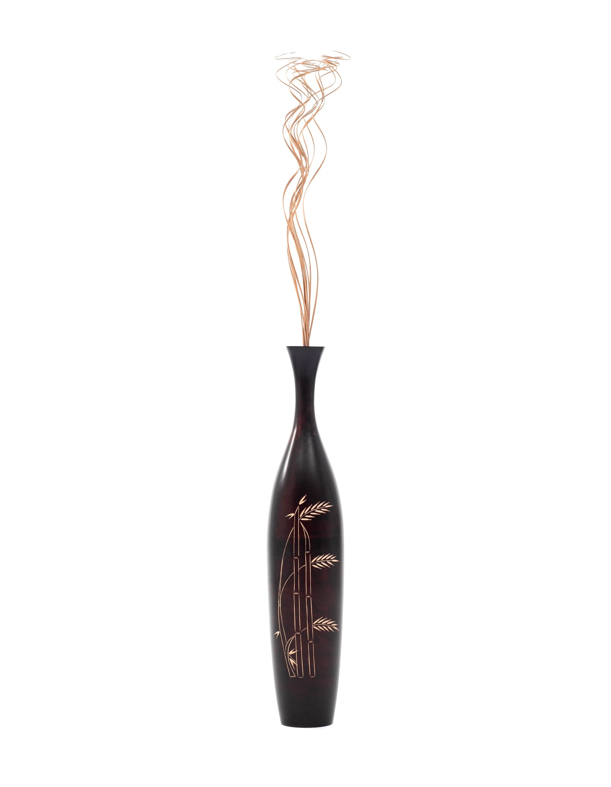 Large Mango Wood Floor Vase – Handcrafted Decorative Highlight from Thailand, brown, 26 inches