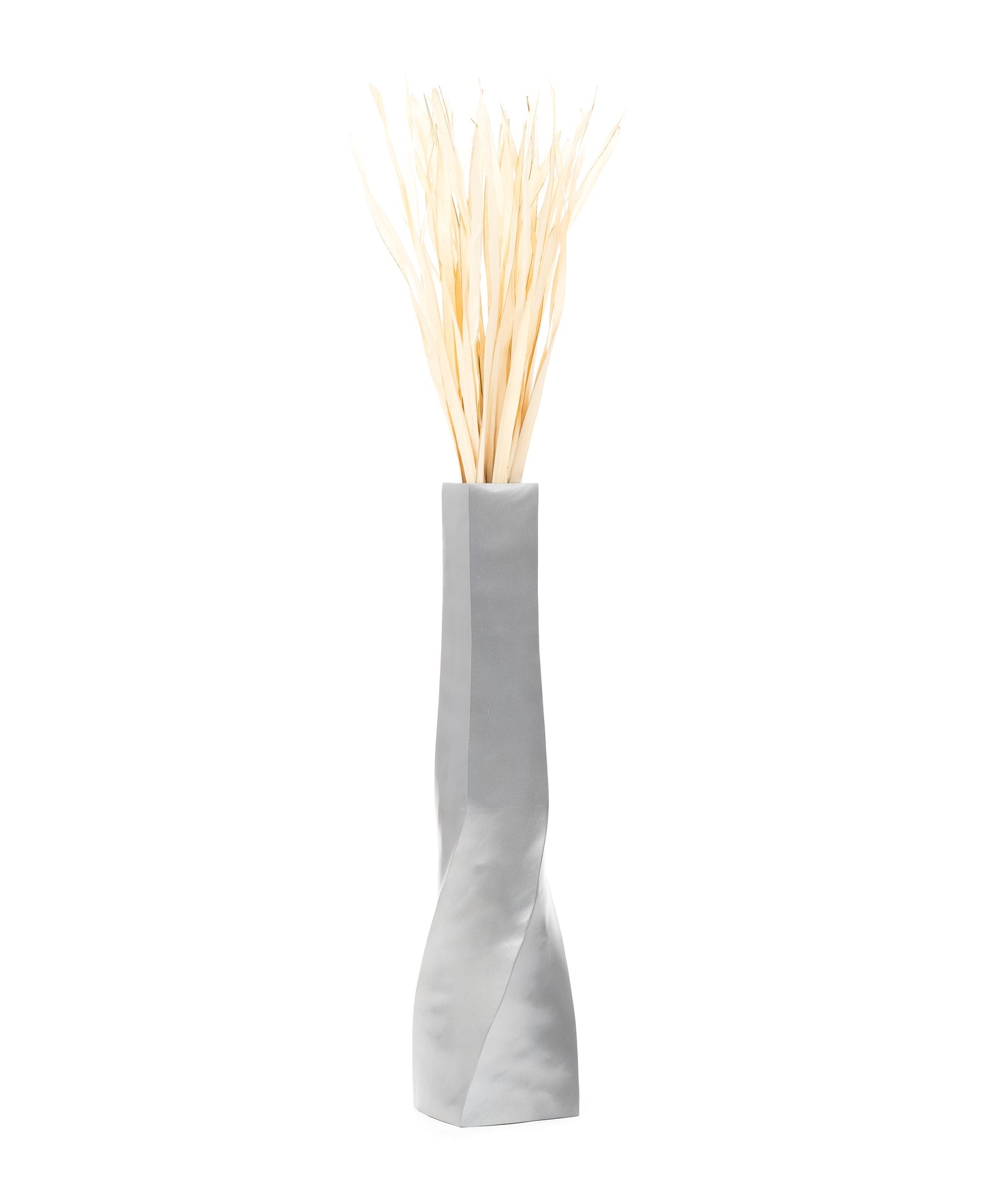 Large Mango Wood Floor Vase – Handcrafted Decorative Highlight from Thailand, silver, 34 inches