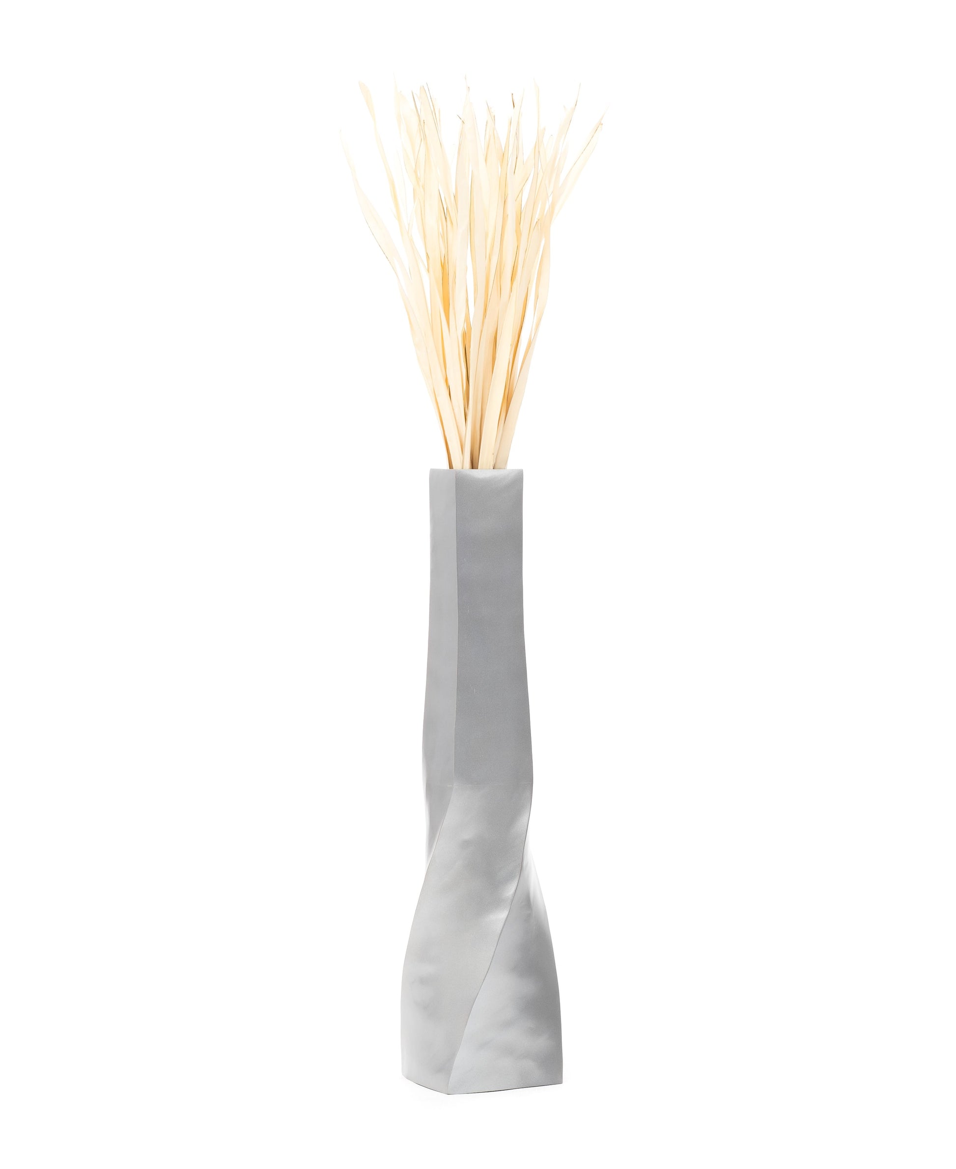 Large Mango Wood Floor Vase – Handcrafted Decorative Highlight from Thailand, silver, 34 inches
