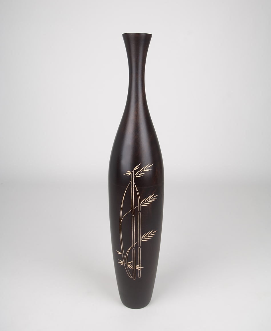 Large Mango Wood Floor Vase – Handcrafted Decorative Highlight from Thailand, brown, 26 inches