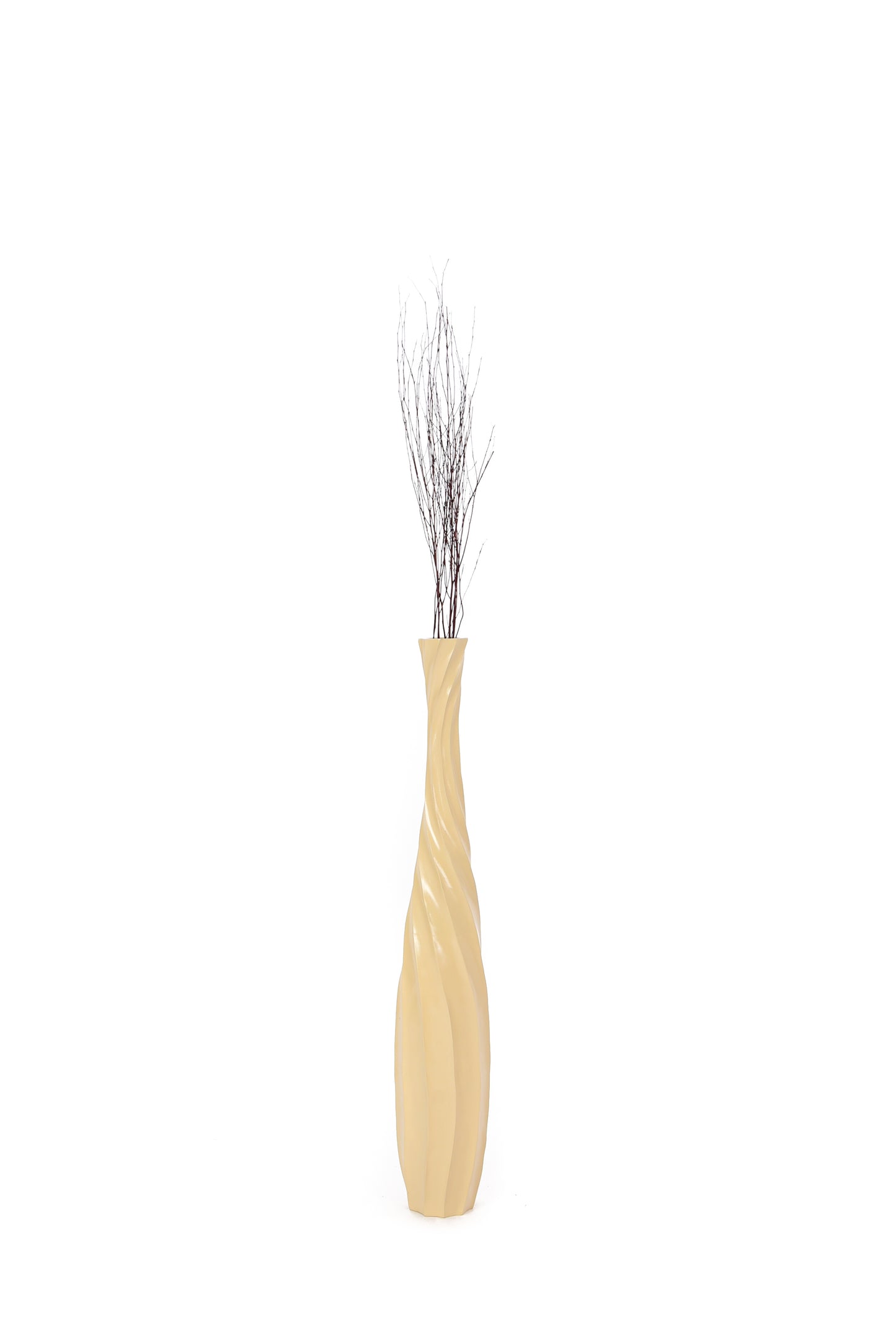 Large Mango Wood Floor Vase – Handcrafted Decorative Highlight from Thailand, cream, 34 inches