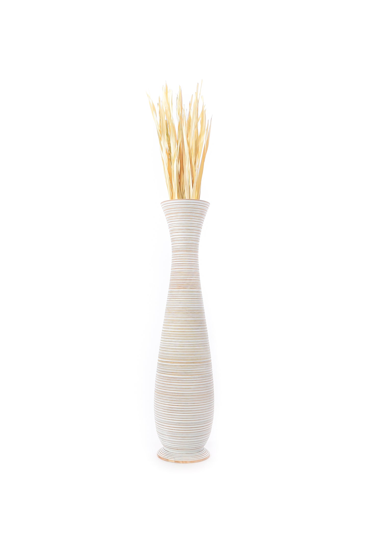 Large Mango Wood Floor Vase – Handcrafted Decorative Highlight from Thailand, white wash, 41 inches