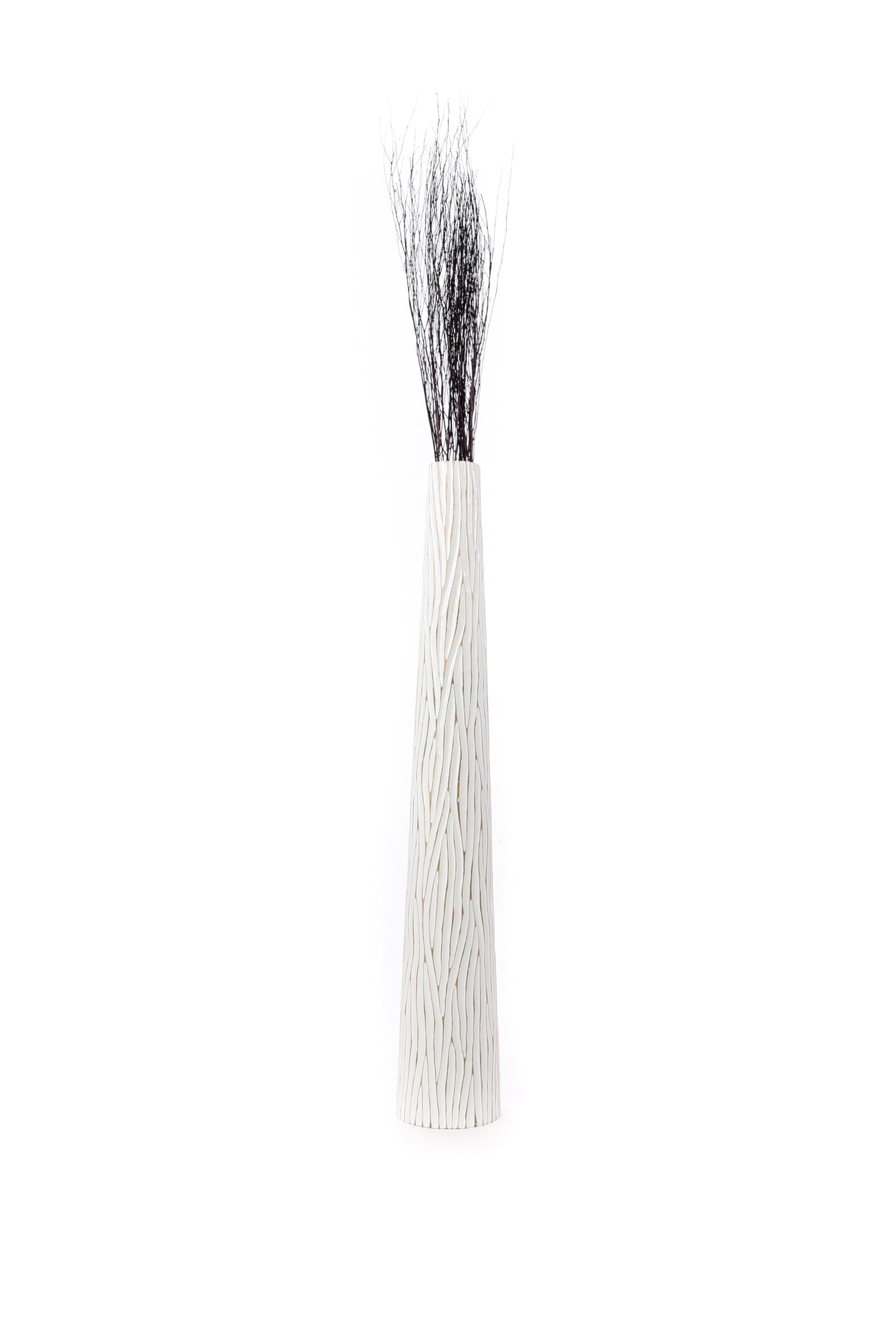 Large Mango Wood Floor Vase – Handcrafted Decorative Highlight from Thailand, white, 41 inches