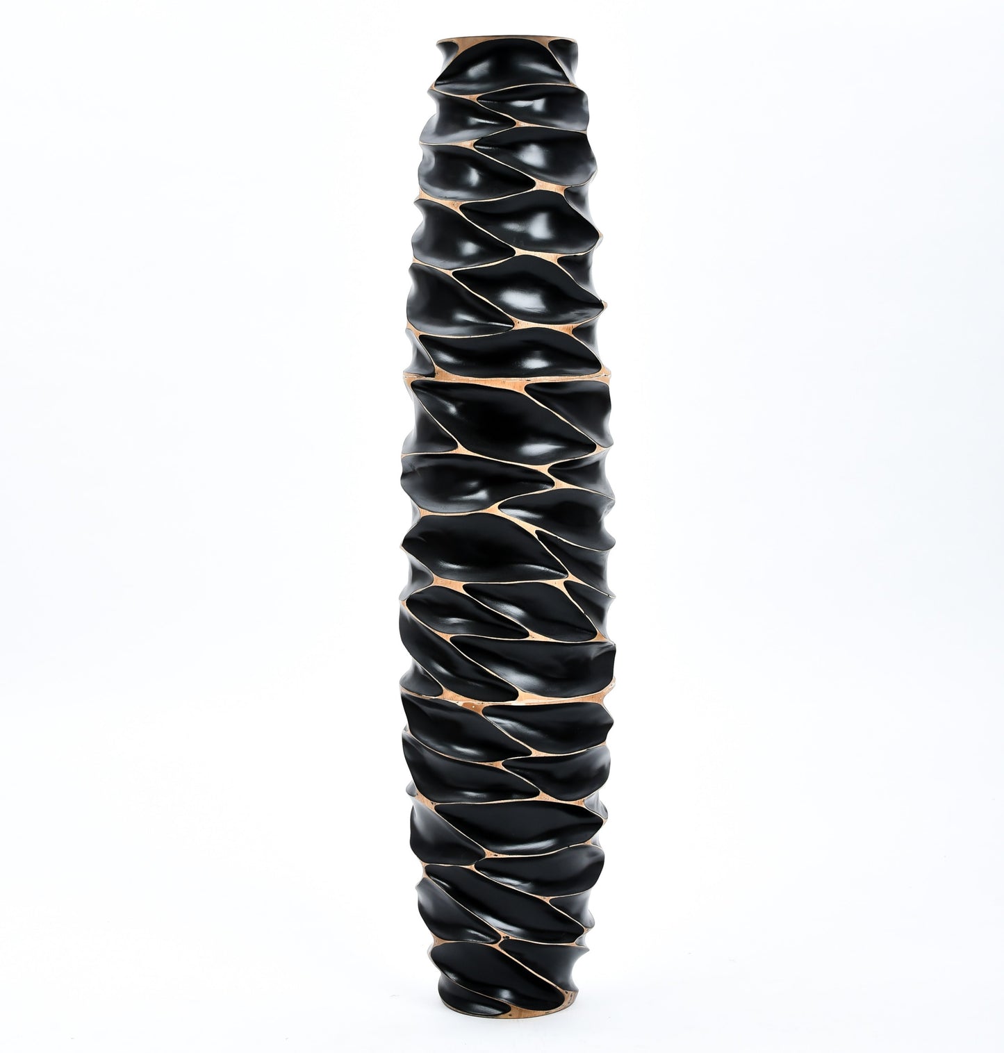 Large Mango Wood Floor Vase – Handcrafted Decorative Highlight from Thailand, black, 41 inches