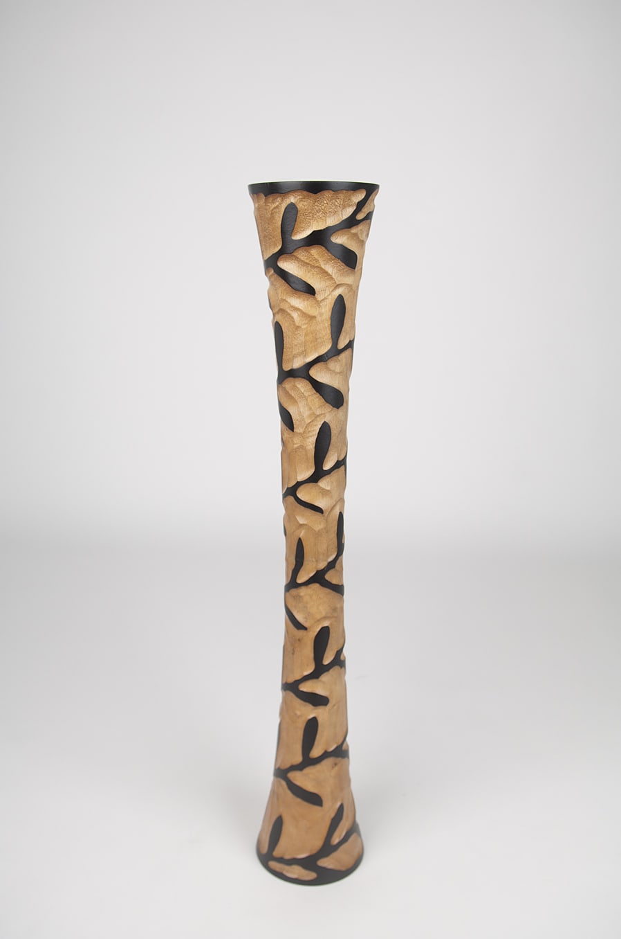Large Mango Wood Floor Vase – Handcrafted Decorative Highlight from Thailand, brown, black, 26 inches