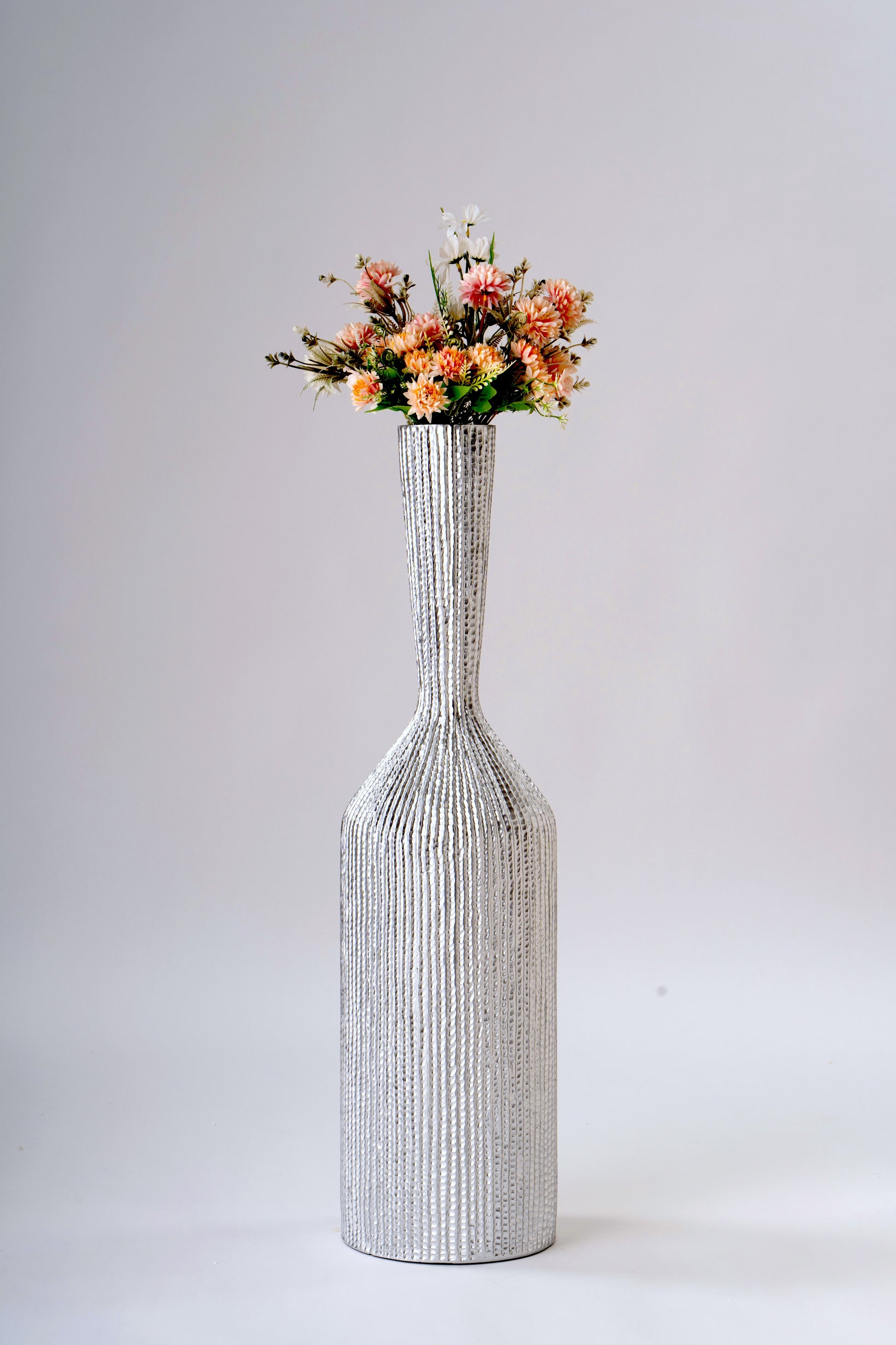 Large Resin Floor Vase – Stylish Waterproof Vase for Fresh & Dried Flowers, silver, 34 inches