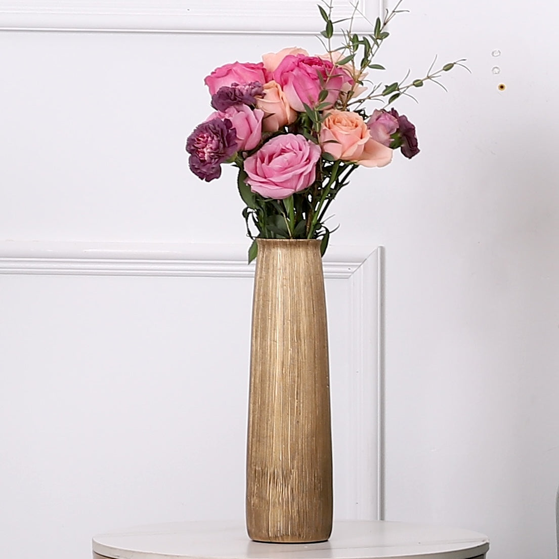 Compact Resin Vase – Stylish Waterproof Decorative Vase for Floor, Table or Shelf, gold, 12 inches