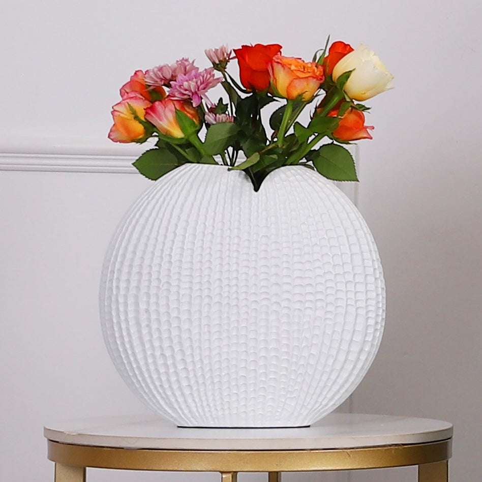 Compact Resin Vase – Stylish Waterproof Decorative Vase for Floor, Table or Shelf, white, 10 inches