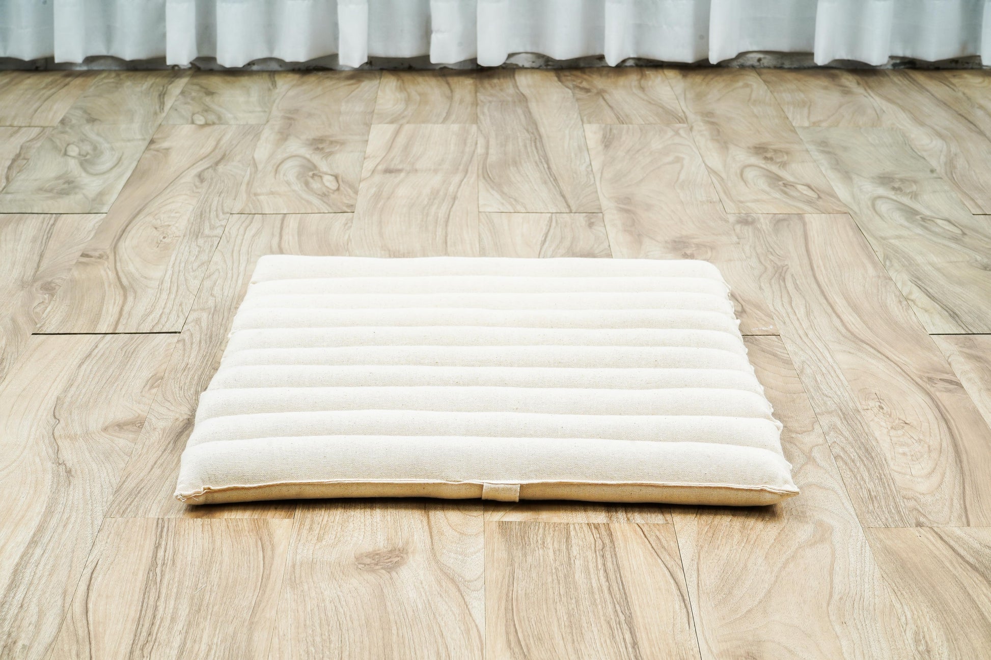 Compact Meditation Cushion Set Made of Kapok – Small Zabuton & Zafu with Cotton Cover, Cl01 - Ecru
