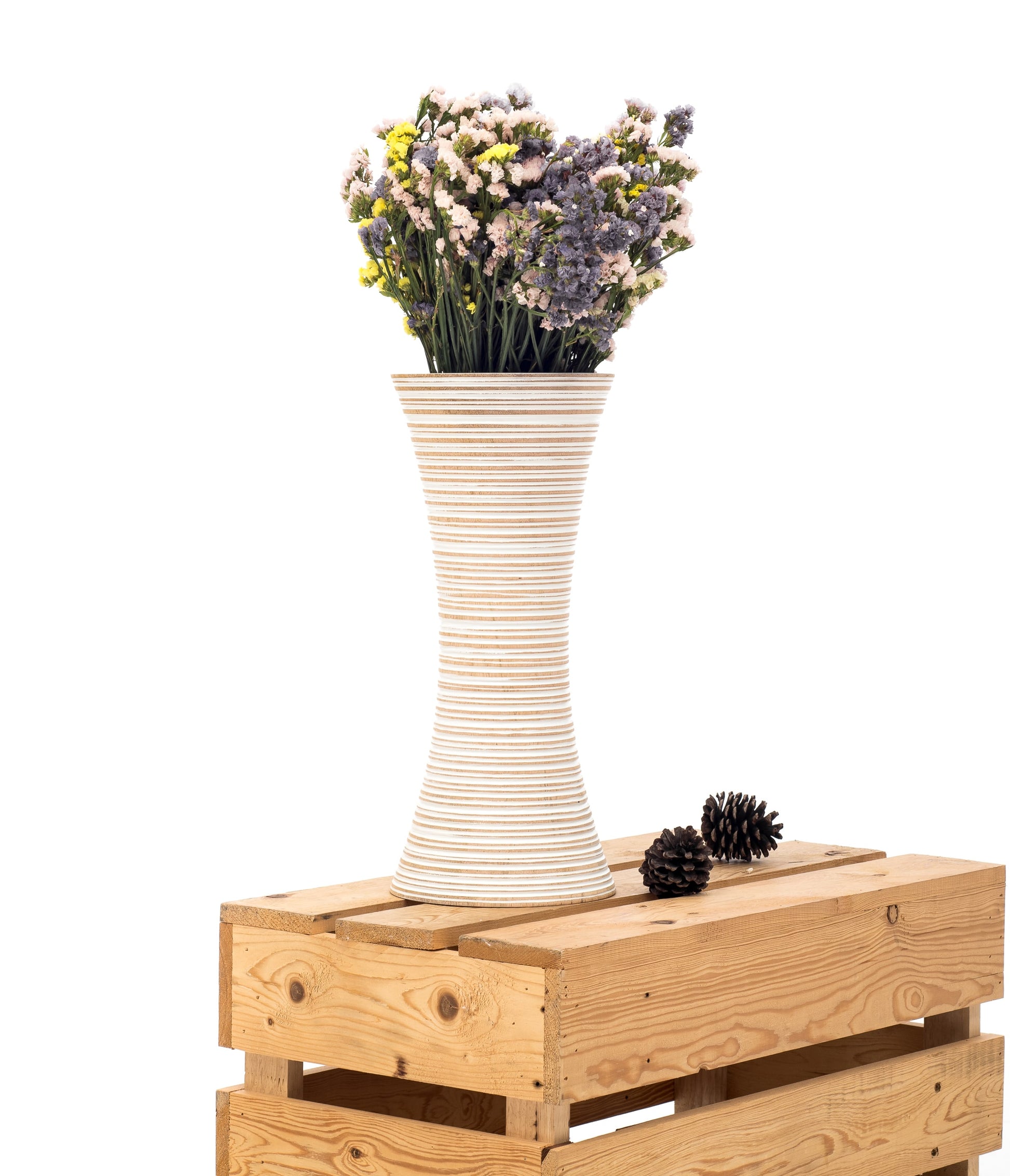 Compact Resin Vase – Stylish Waterproof Decorative Vase for Floor, Table or Shelf, white wash, 14 inches