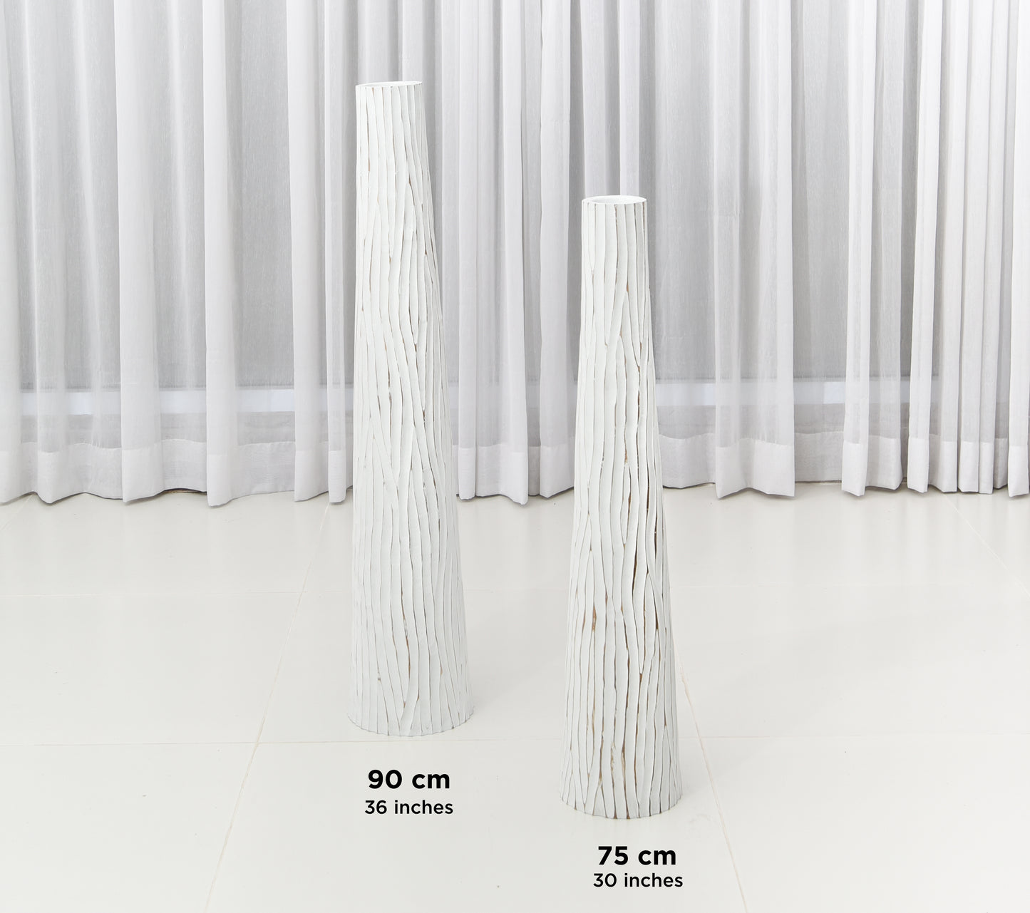 Large Mango Wood Floor Vase – Handcrafted Decorative Highlight from Thailand, white, 26 inches