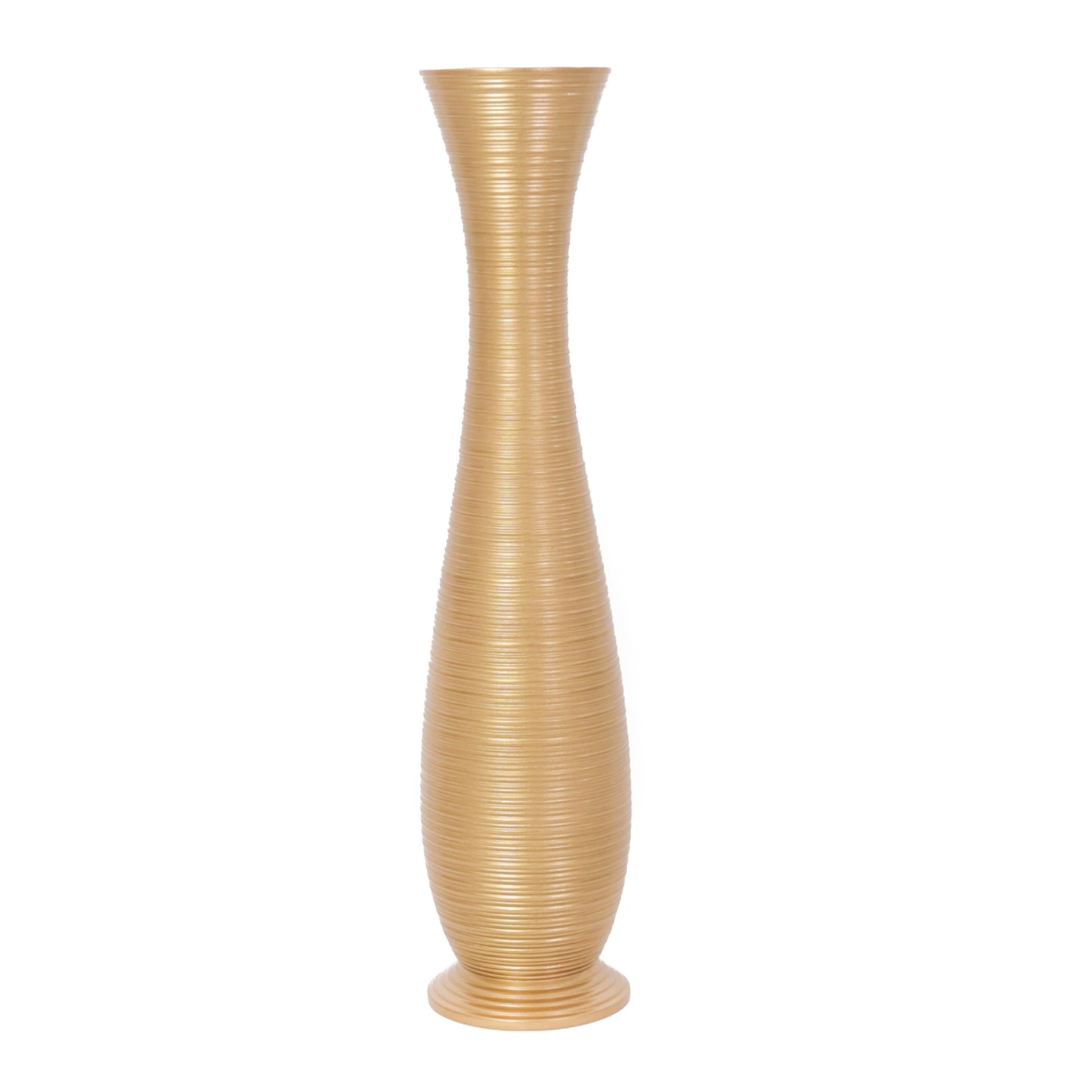 Large Mango Wood Floor Vase – Handcrafted Decorative Highlight from Thailand, gold, 34 inches