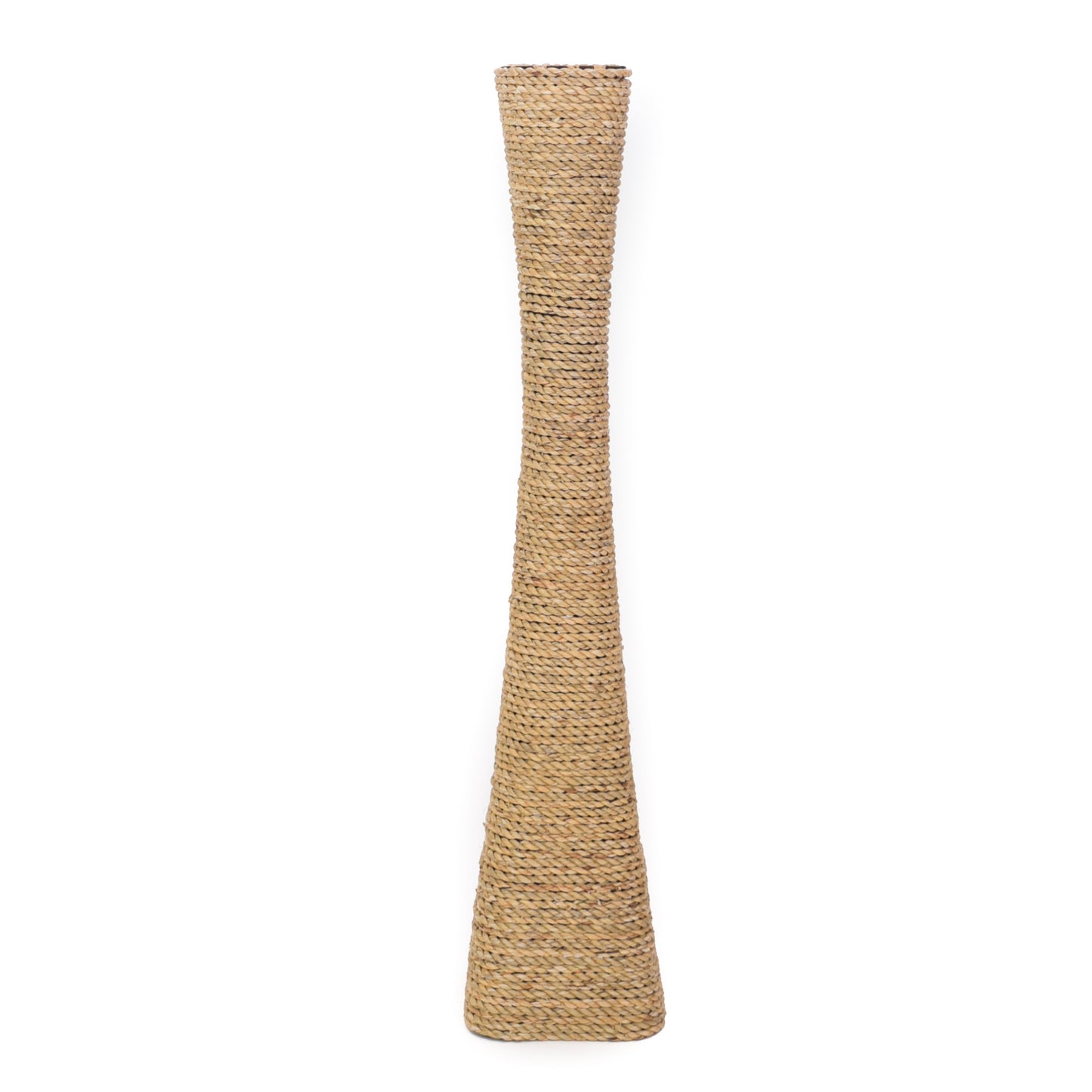 Large & Tall Floor Vase Made of Water Hyacinth and Bamboo – Handwoven Decorative Stand Vase for Dried Flowers & Branches, ecru, 36 inches - Model 1