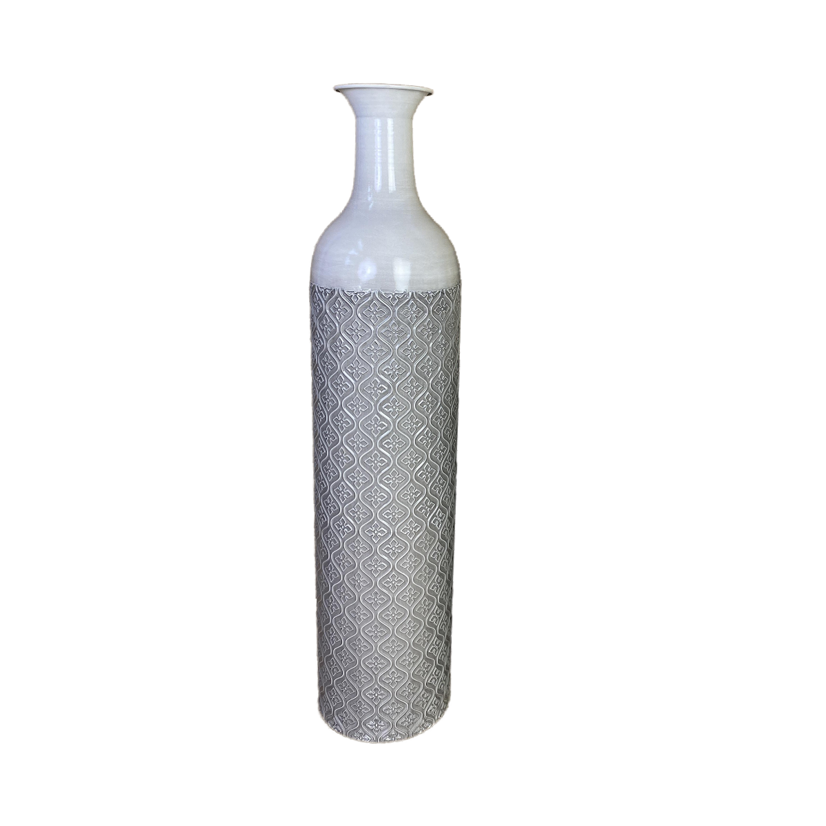 3-Piece Metal Floor Vase Set – Tall & Large Handmade Decorative Vases, white, grey