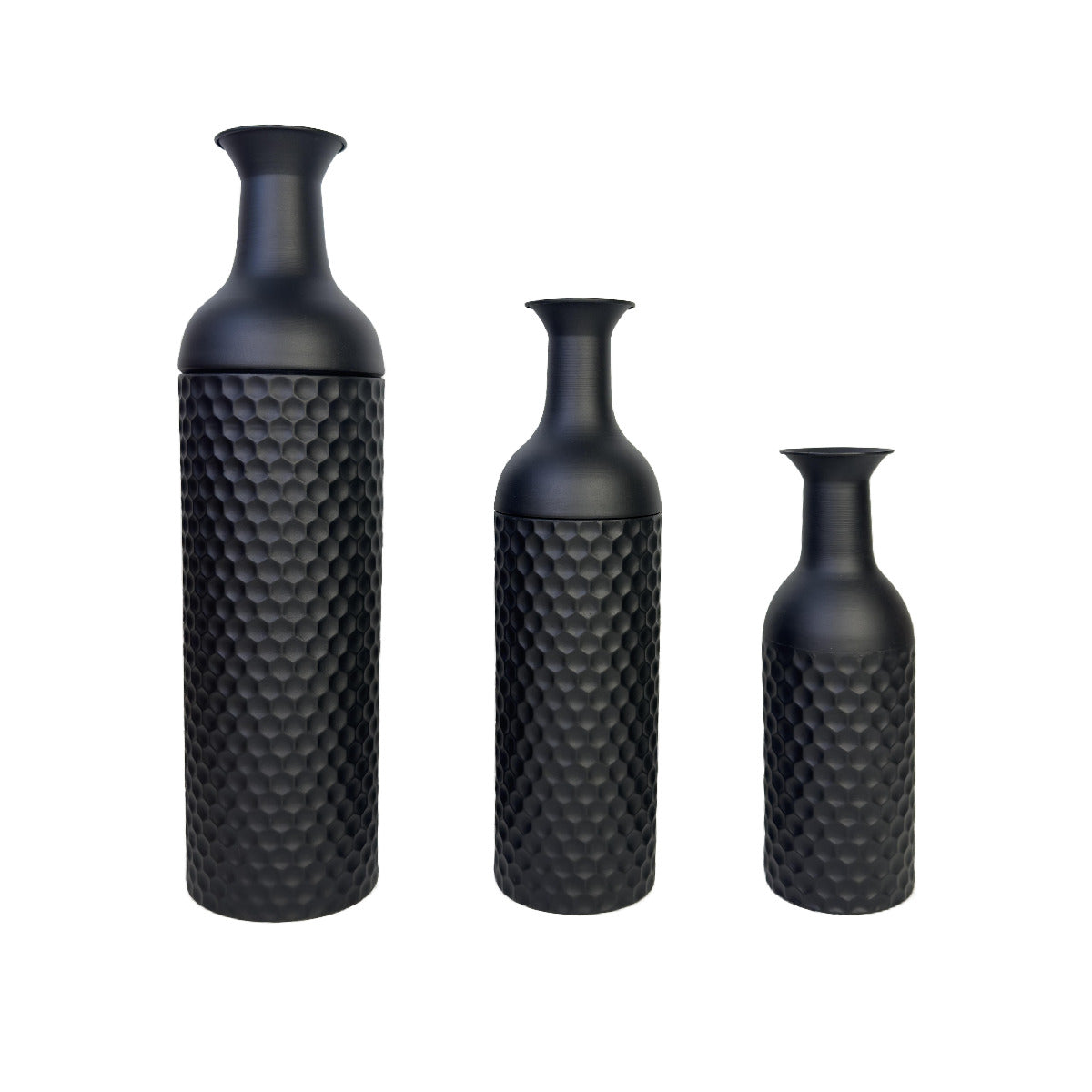 3-Piece Metal Floor Vase Set – Tall & Large Handmade Decorative Vases, black