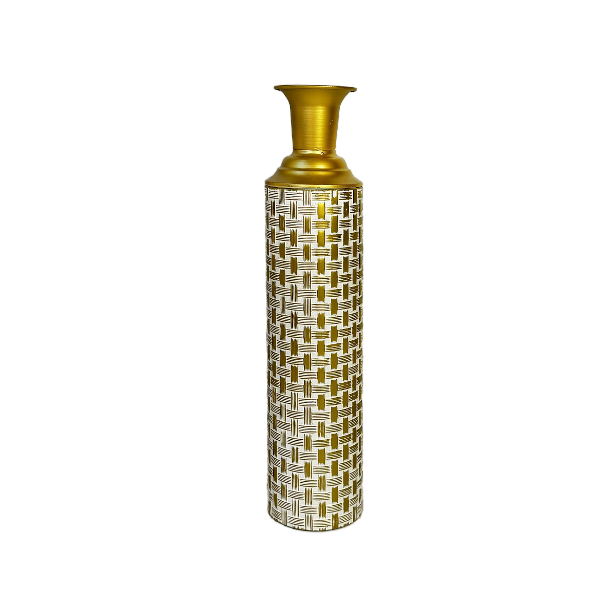 3-Piece Metal Floor Vase Set – Tall & Large Handmade Decorative Vases, gold, white